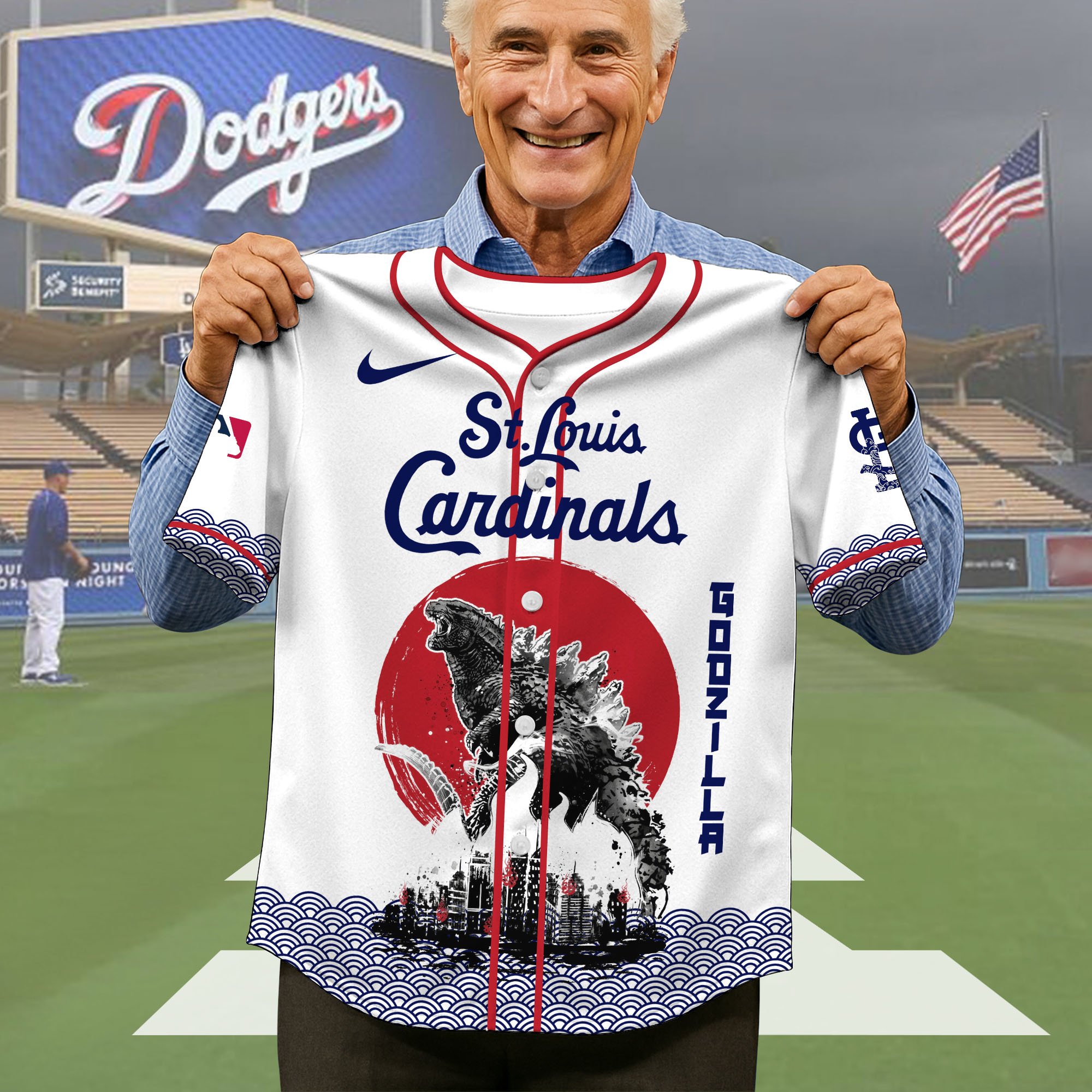 Alternative view of St. Louis Cardinals Baseball Shirt x Godzilla, Baseball Jersey Editions Limited 2025, Sport Team Shirts, Sport Gifts ETRG-05082177