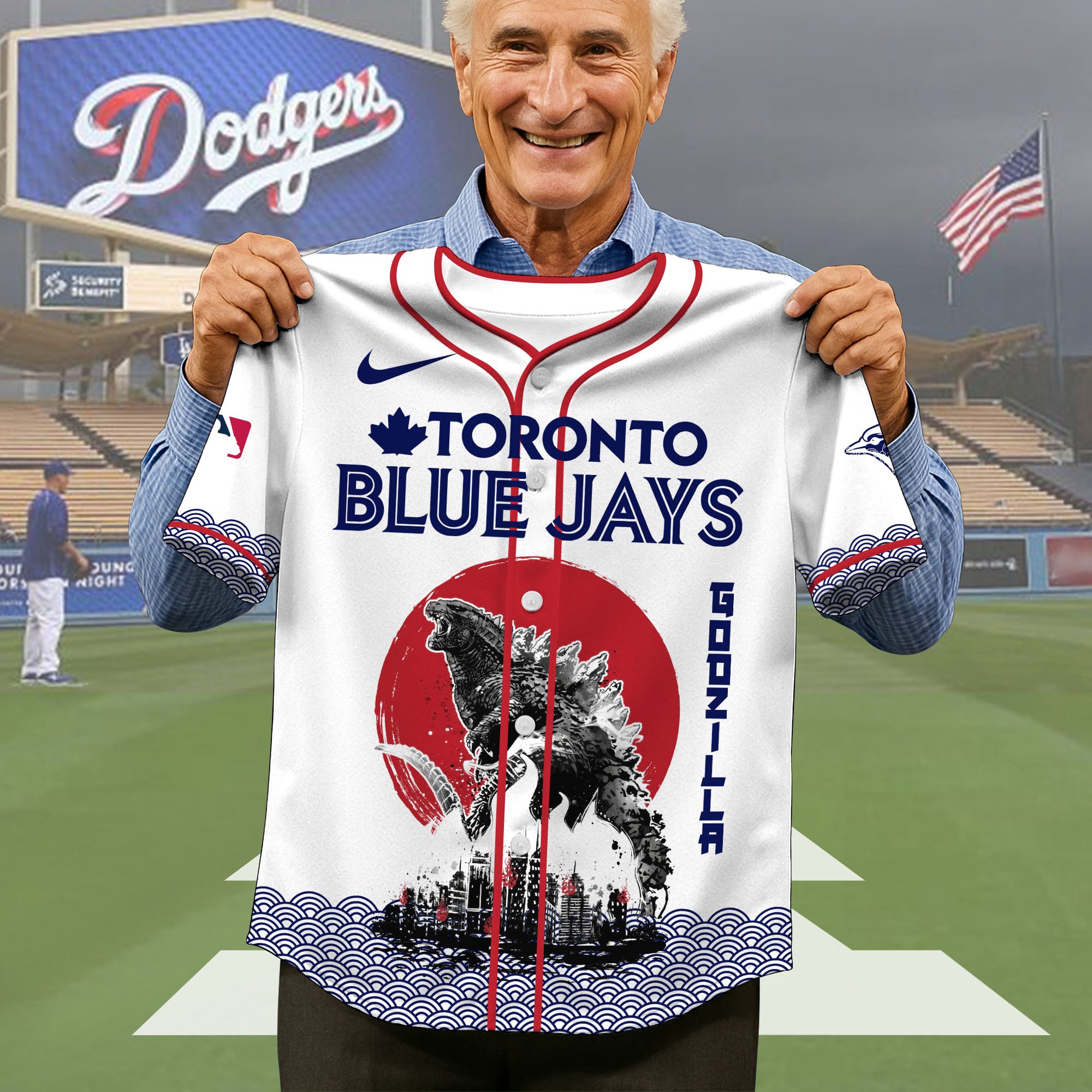 Alternative view of Toronto Blue Jays Baseball Shirt x Godzilla, Baseball Jersey Editions Limited 2025, Sport Team Shirts, Sport Gifts ETRG-05082177