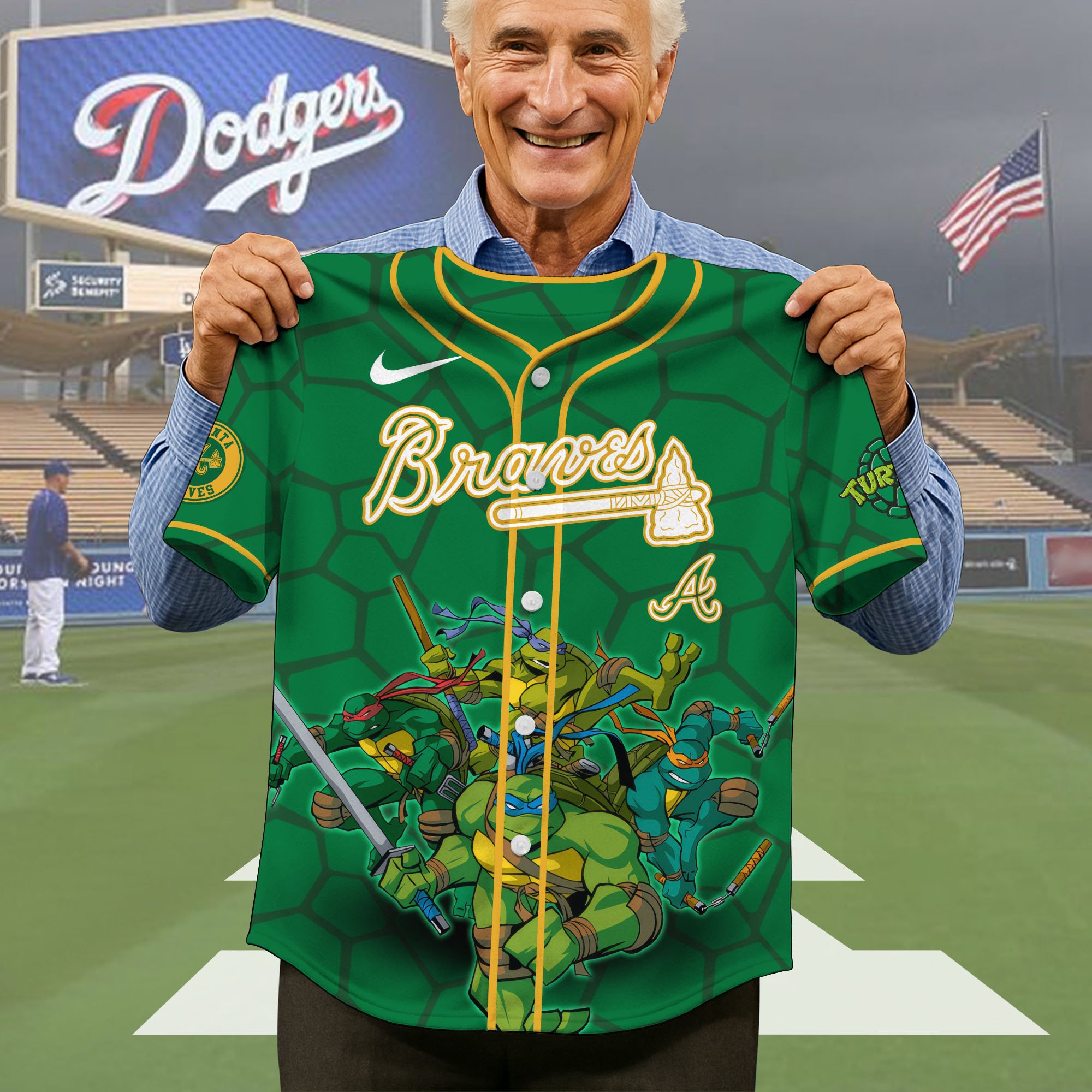 Alternative view of Atlanta Braves Baseball Shirt x Teenage Mutant Ninja Turtles , Baseball Jersey Editions Limited 2025, Baseball Shirt For Sport Fan, Gift Sport Fans ETRG-05082179