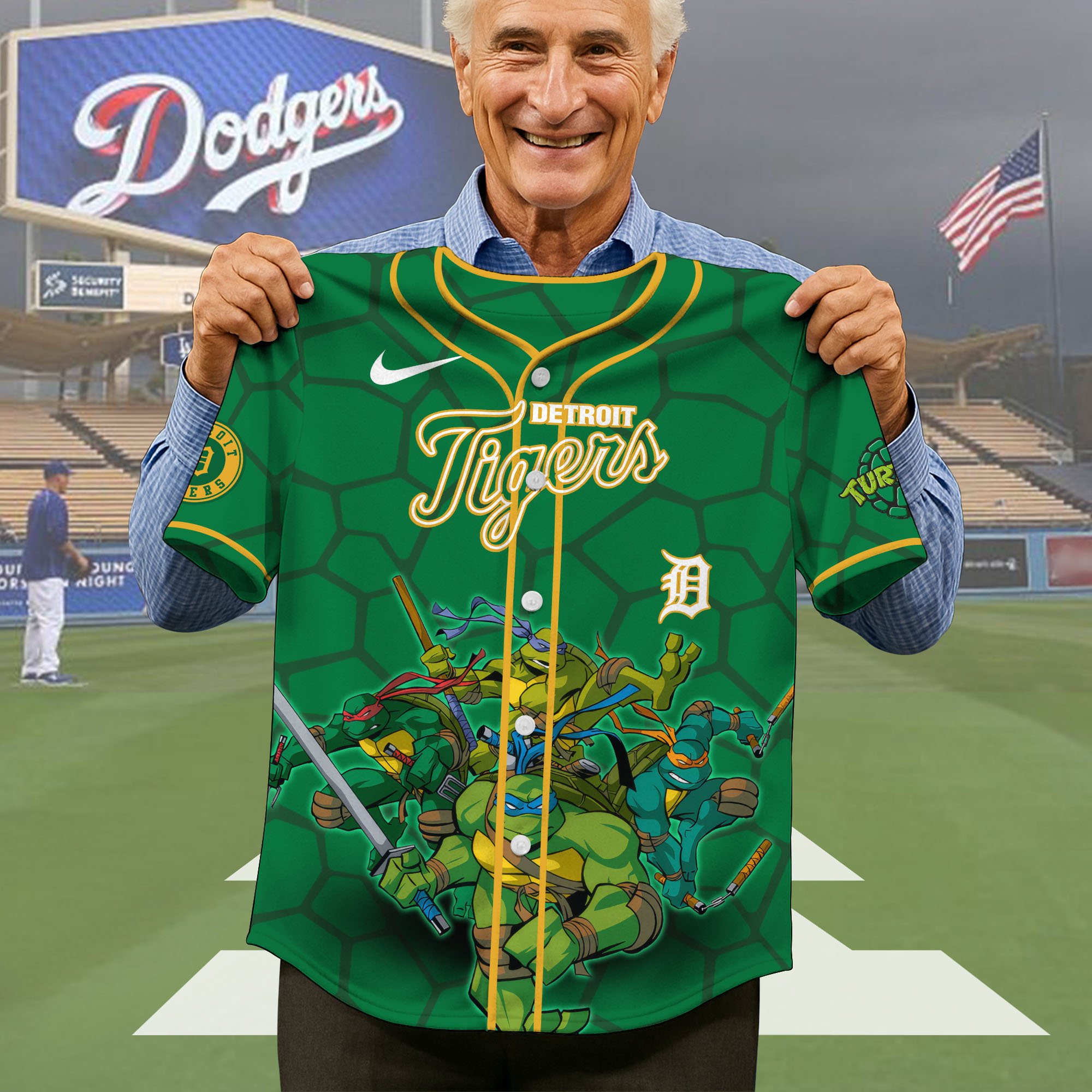 Alternative view of Detroit Tigers Baseball Shirt x Teenage Mutant Ninja Turtles , Baseball Jersey Editions Limited 2025, Baseball Shirt For Sport Fan, Gift Sport Fans ETRG-05082179