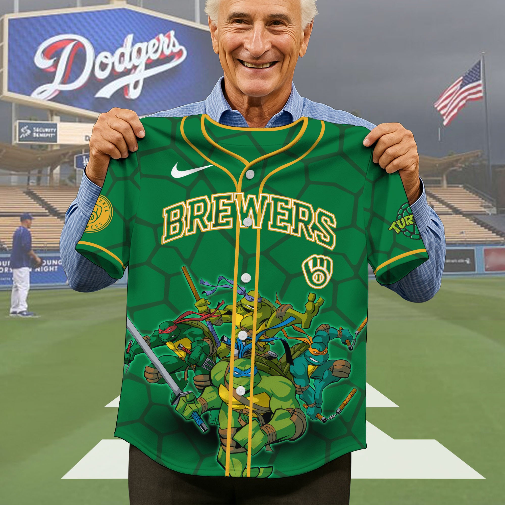 Alternative view of Milwaukee Brewers Baseball Shirt x Teenage Mutant Ninja Turtles , Baseball Jersey Editions Limited 2025, Baseball Shirt For Sport Fan, Gift Sport Fans ETRG-05082179