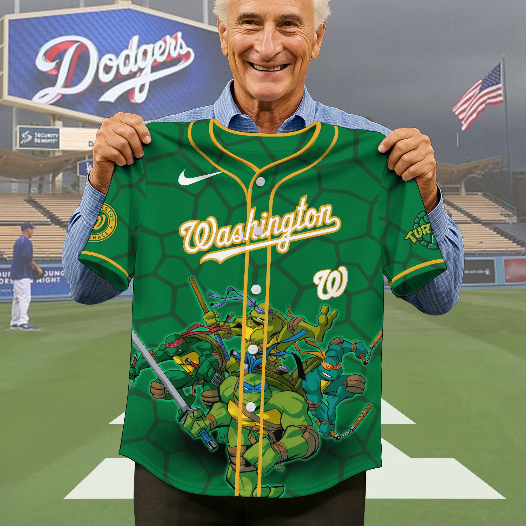 Alternative view of Washington Nationals Baseball Shirt x Teenage Mutant Ninja Turtles , Baseball Jersey Editions Limited 2025, Baseball Shirt For Sport Fan, Gift Sport Fans ETRG-05082179