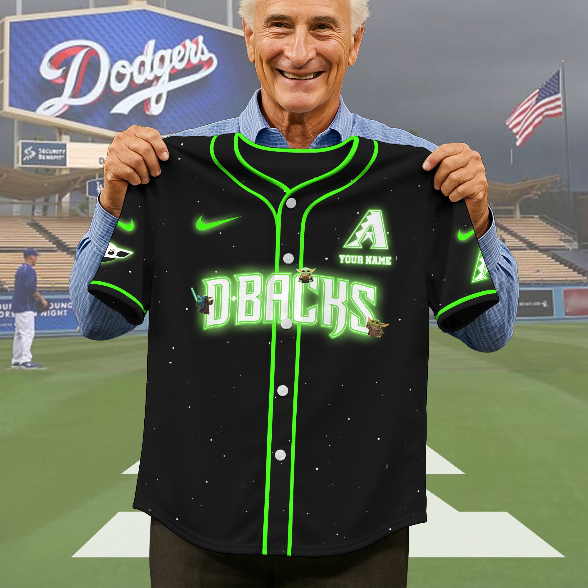 Alternative view of Arizona Diamondbacks Baseball Shirt x Baby Yoda Custom Name , Baseball Jersey Editions Limited 2025, Sport Shirts, Gift For Fans ETRG-05082180