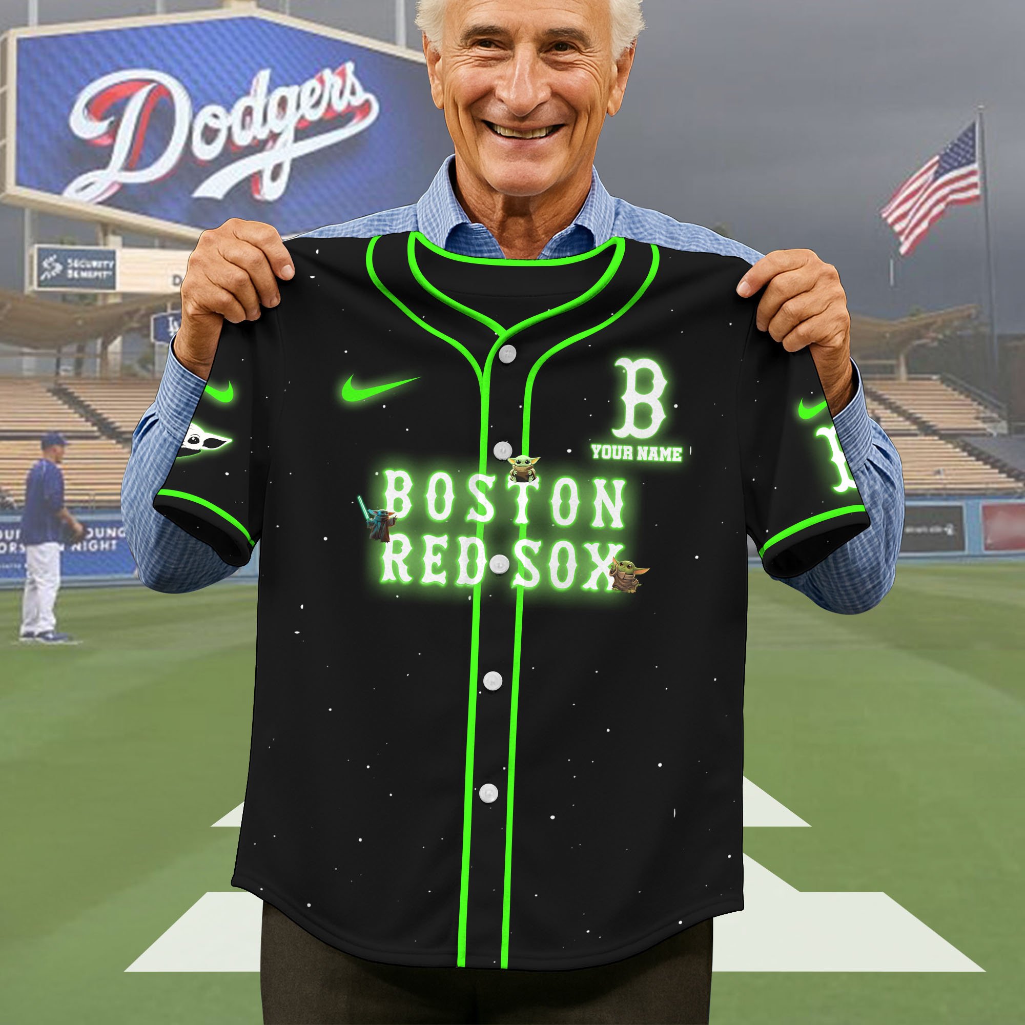 Alternative view of Boston Red Sox Baseball Shirt x Baby Yoda Custom Name , Baseball Jersey Editions Limited 2025, Sport Shirts, Gift For Fans ETRG-05082180