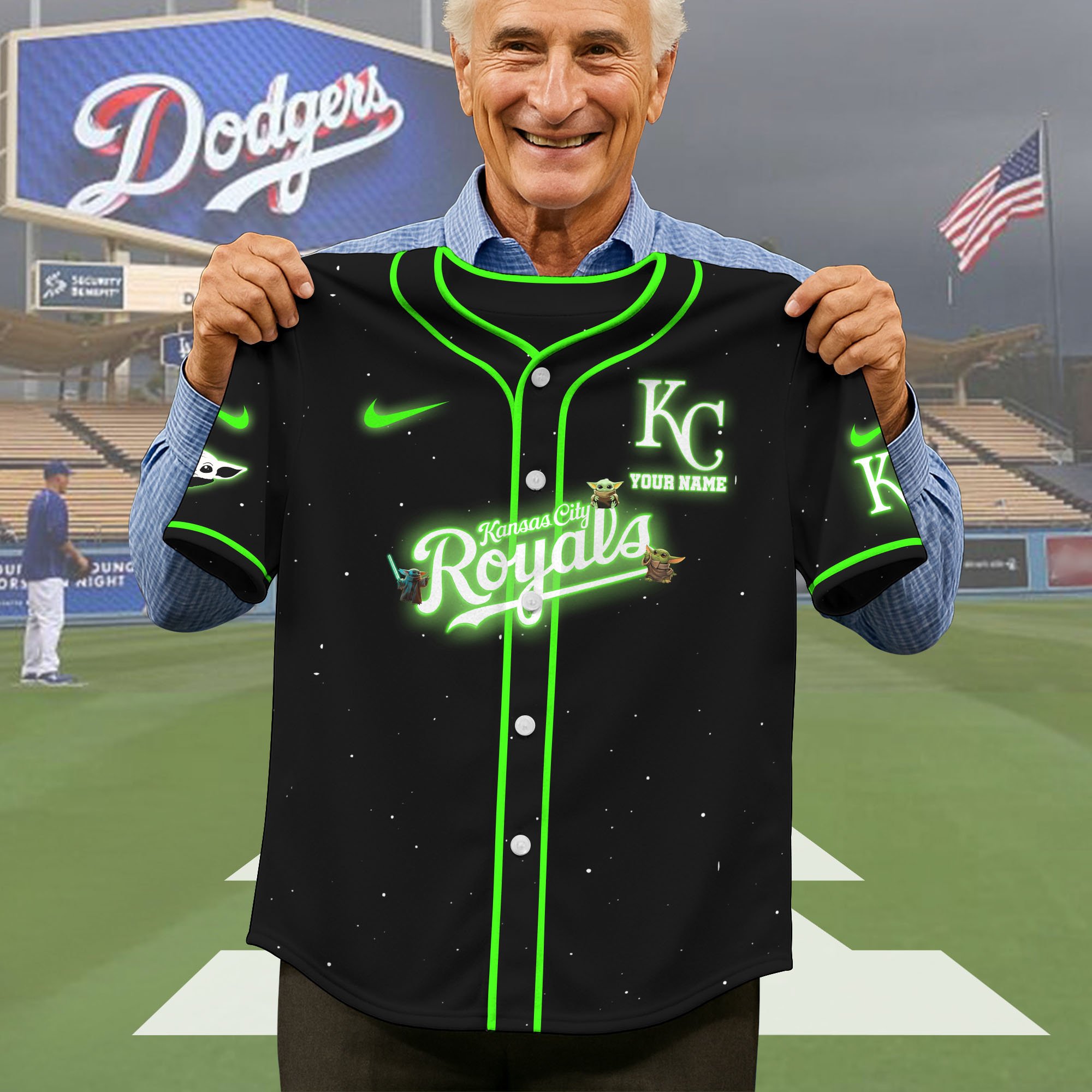 Alternative view of Kansas City Royals Baseball Shirt x Baby Yoda Custom Name , Baseball Jersey Editions Limited 2025, Sport Shirts, Gift For Fans ETRG-05082180
