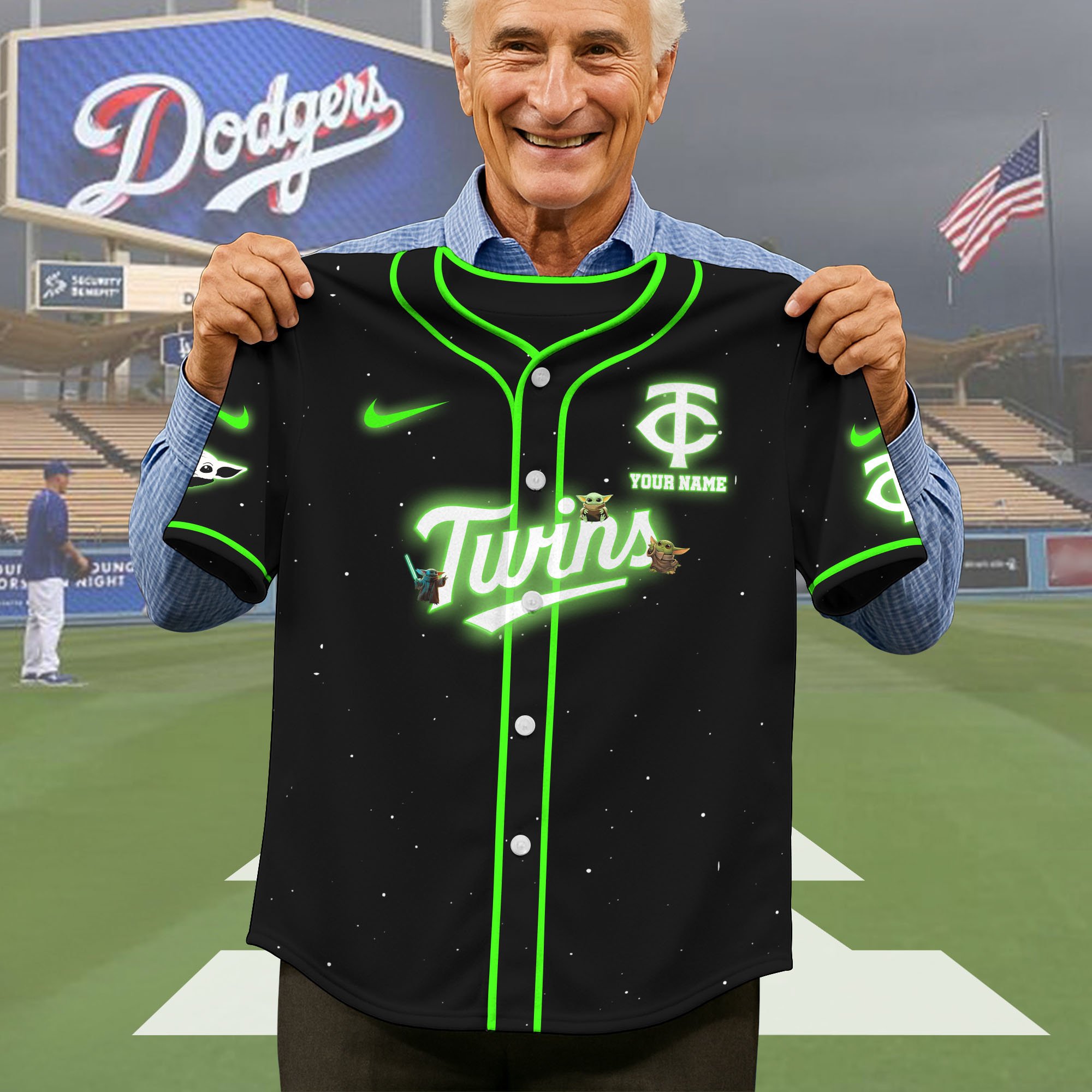 Alternative view of Minnesota Twins Baseball Shirt x Baby Yoda Custom Name , Baseball Jersey Editions Limited 2025, Sport Shirts, Gift For Fans ETRG-05082180