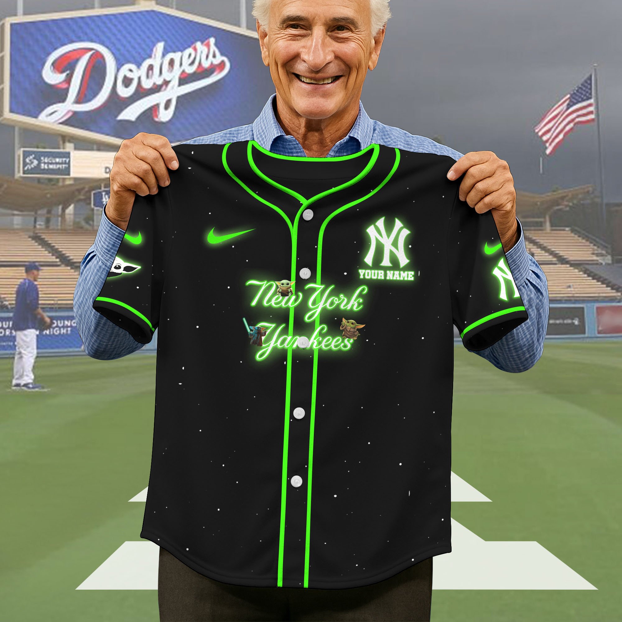 Alternative view of New York Yankees Baseball Shirt x Baby Yoda Custom Name , Baseball Jersey Editions Limited 2025, Sport Shirts, Gift For Fans ETRG-05082180