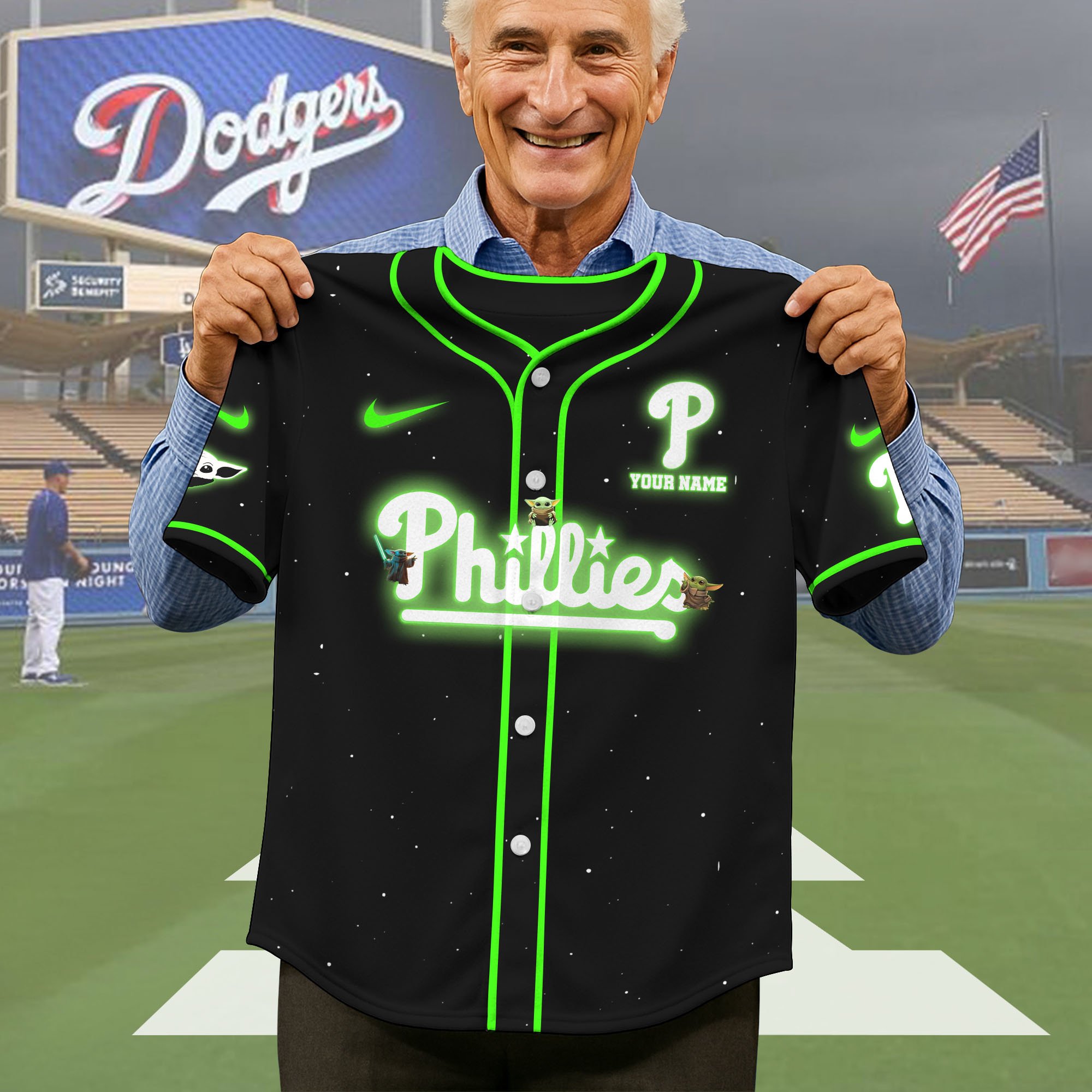 Alternative view of Philadelphia Phillies Baseball Shirt x Baby Yoda Custom Name , Baseball Jersey Editions Limited 2025, Sport Shirts, Gift For Fans ETRG-05082180