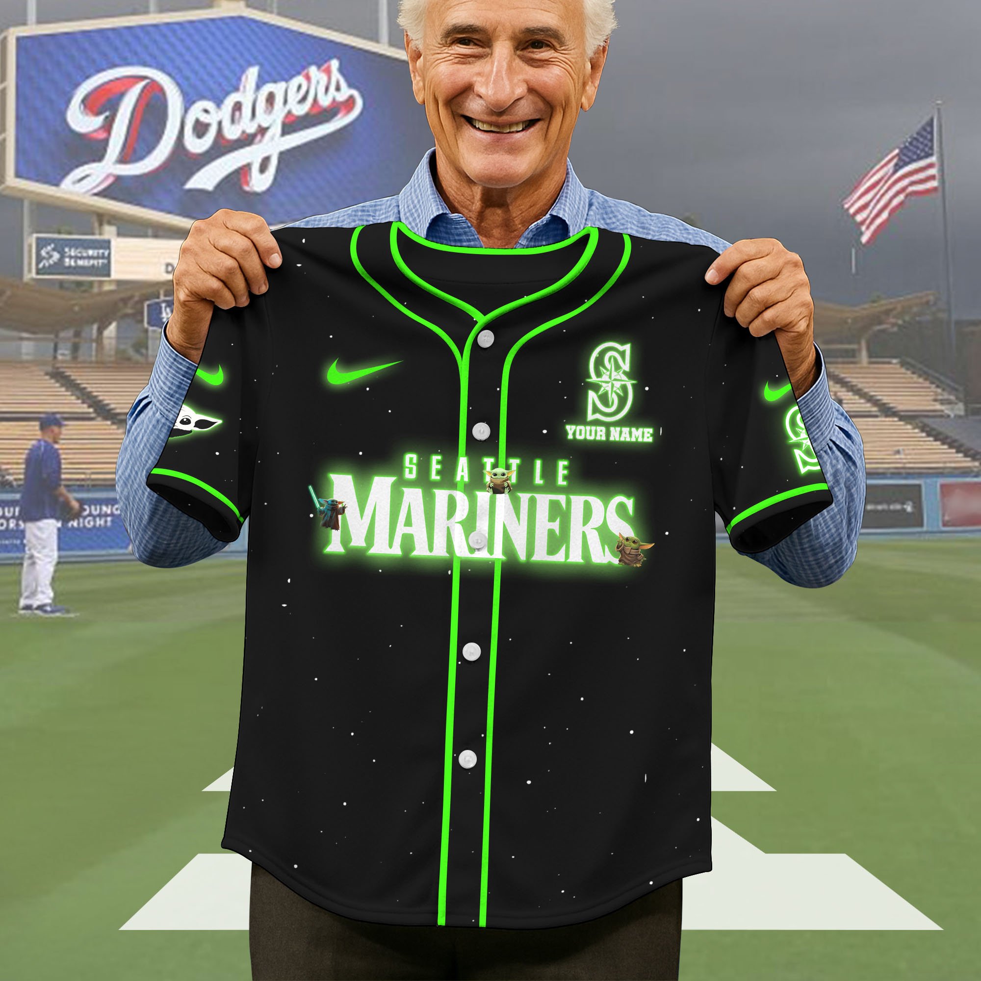 Alternative view of Seattle Mariners Baseball Shirt x Baby Yoda Custom Name , Baseball Jersey Editions Limited 2025, Sport Shirts, Gift For Fans ETRG-05082180