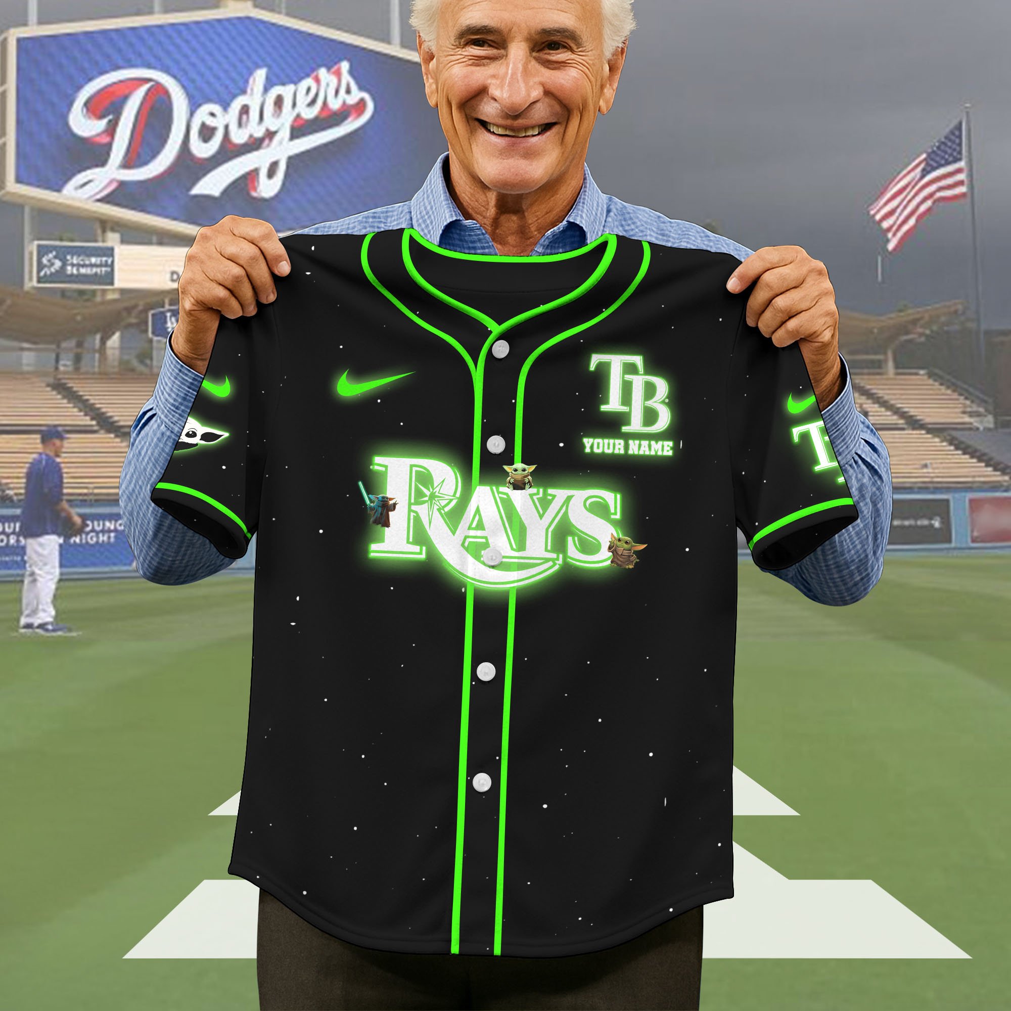 Alternative view of Tampa Bay Rays Baseball Shirt x Baby Yoda Custom Name , Baseball Jersey Editions Limited 2025, Sport Shirts, Gift For Fans ETRG-05082180