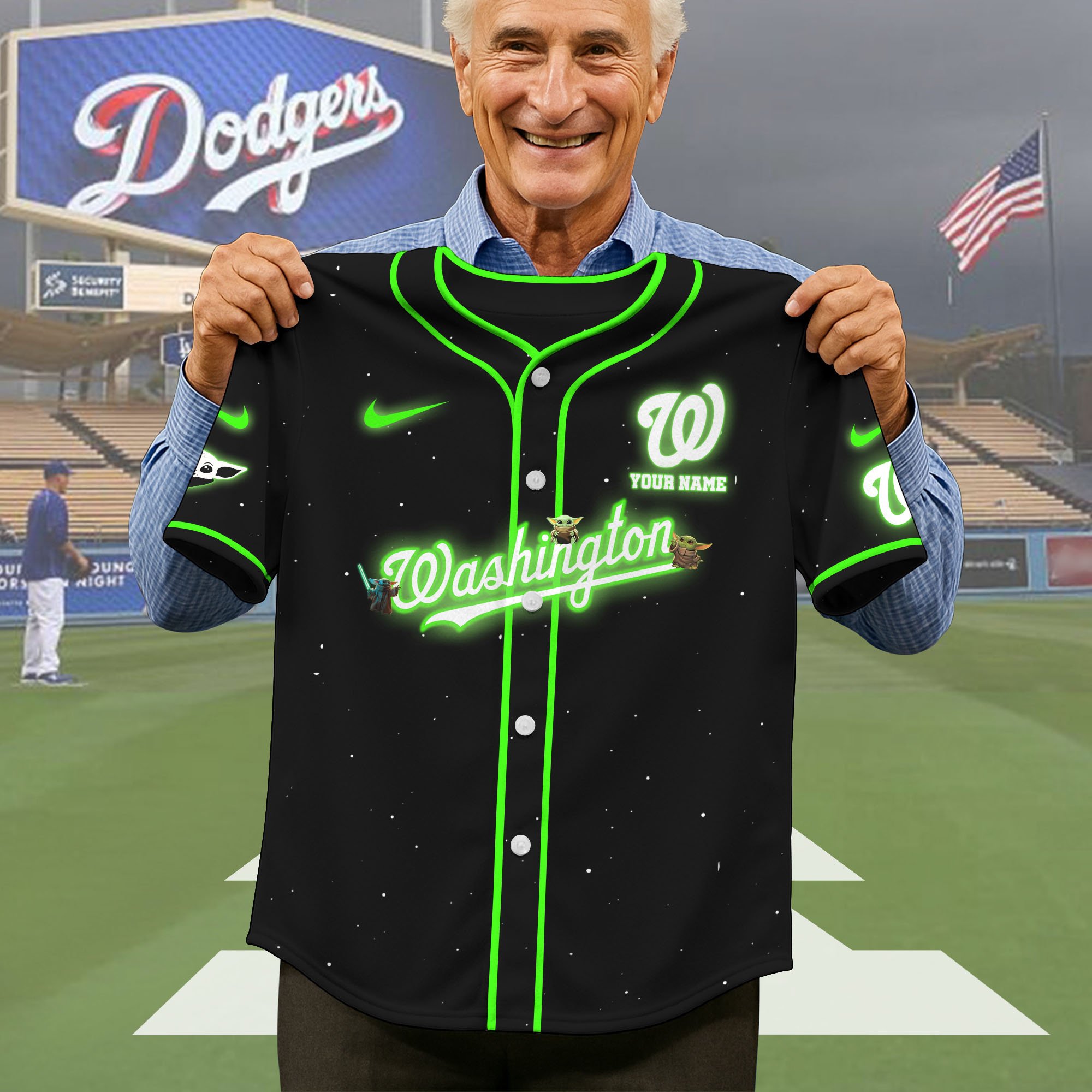Alternative view of Washington Nationals Baseball Shirt x Baby Yoda Custom Name , Baseball Jersey Editions Limited 2025, Sport Shirts, Gift For Fans ETRG-05082180