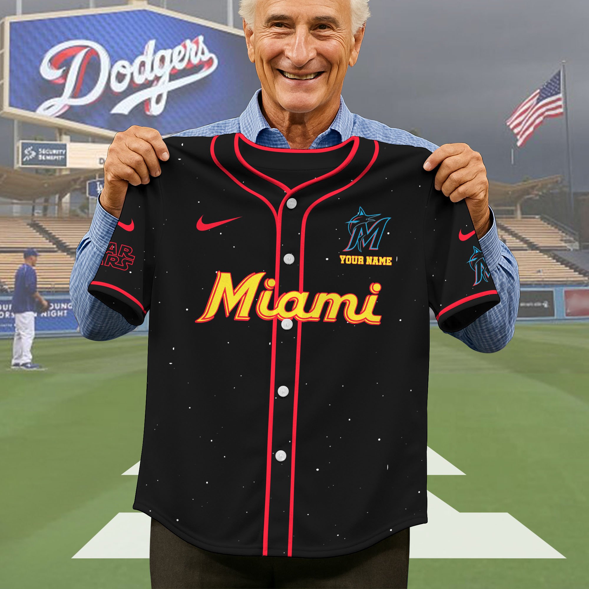 Alternative view of Miami Marlins Baseball Shirt x Star War , Baseball Jersey Editions Limited 2025 Custom Name, Sport Gifts ETRG-05082181