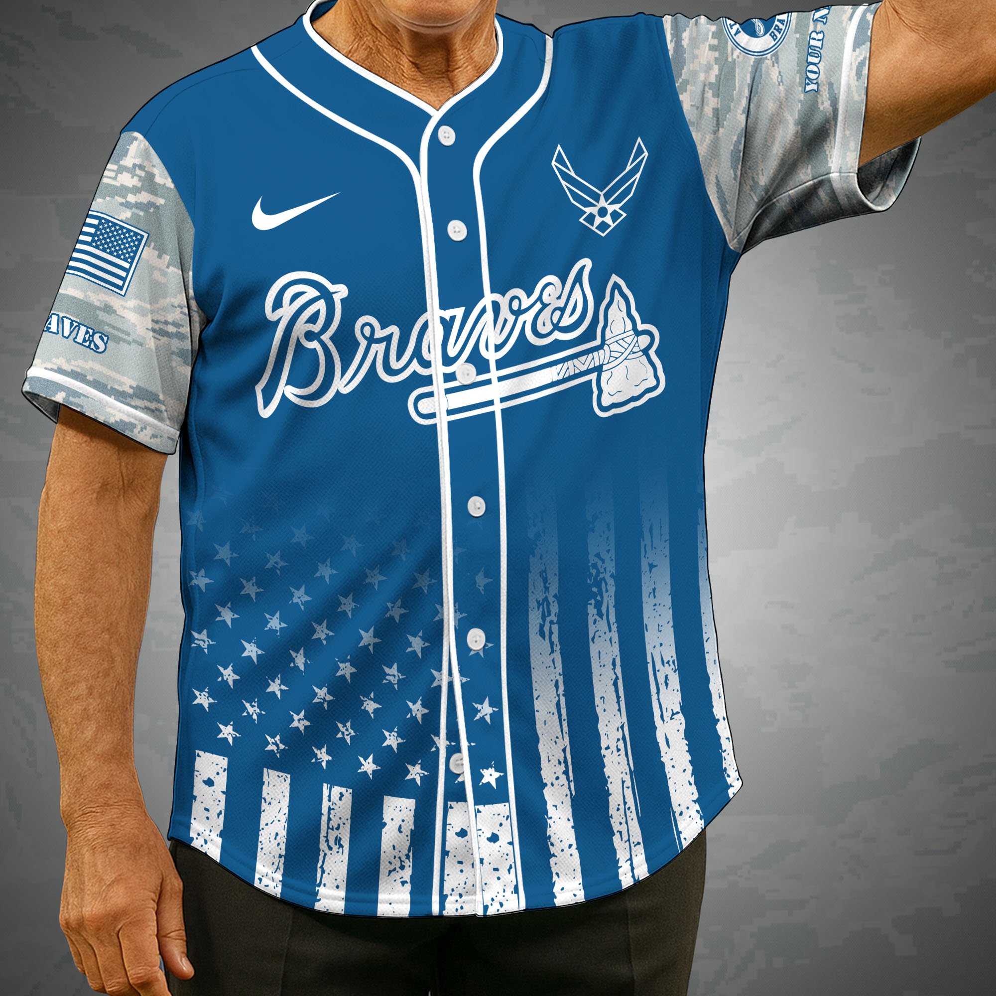 Atlanta Braves Camouflage Baseball Shirt Custom Name, Sport Team Shirt, Sport Gifts ETRG-05082171
