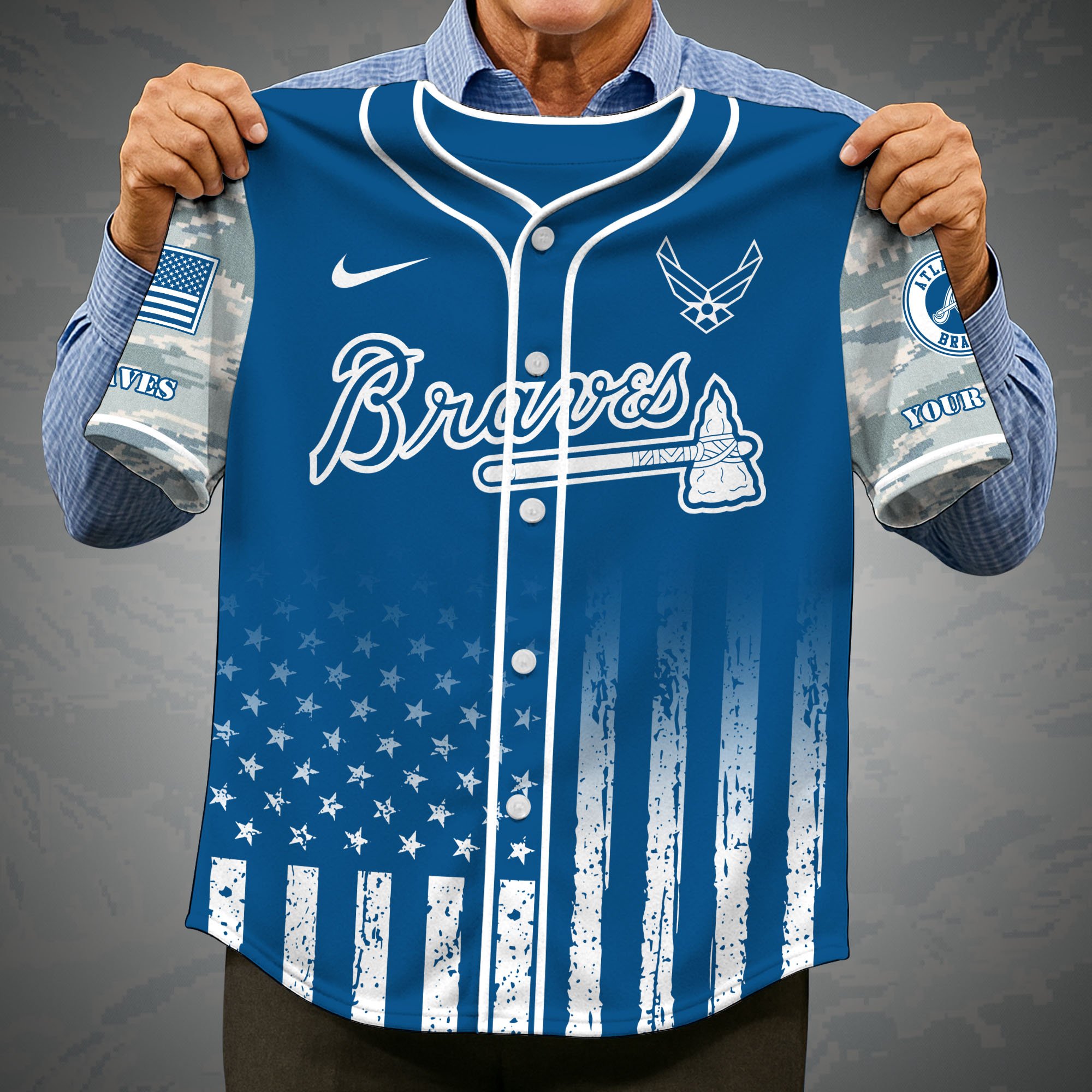 Alternative view of Atlanta Braves Camouflage Baseball Shirt Custom Name, Sport Team Shirt, Sport Gifts ETRG-05082171