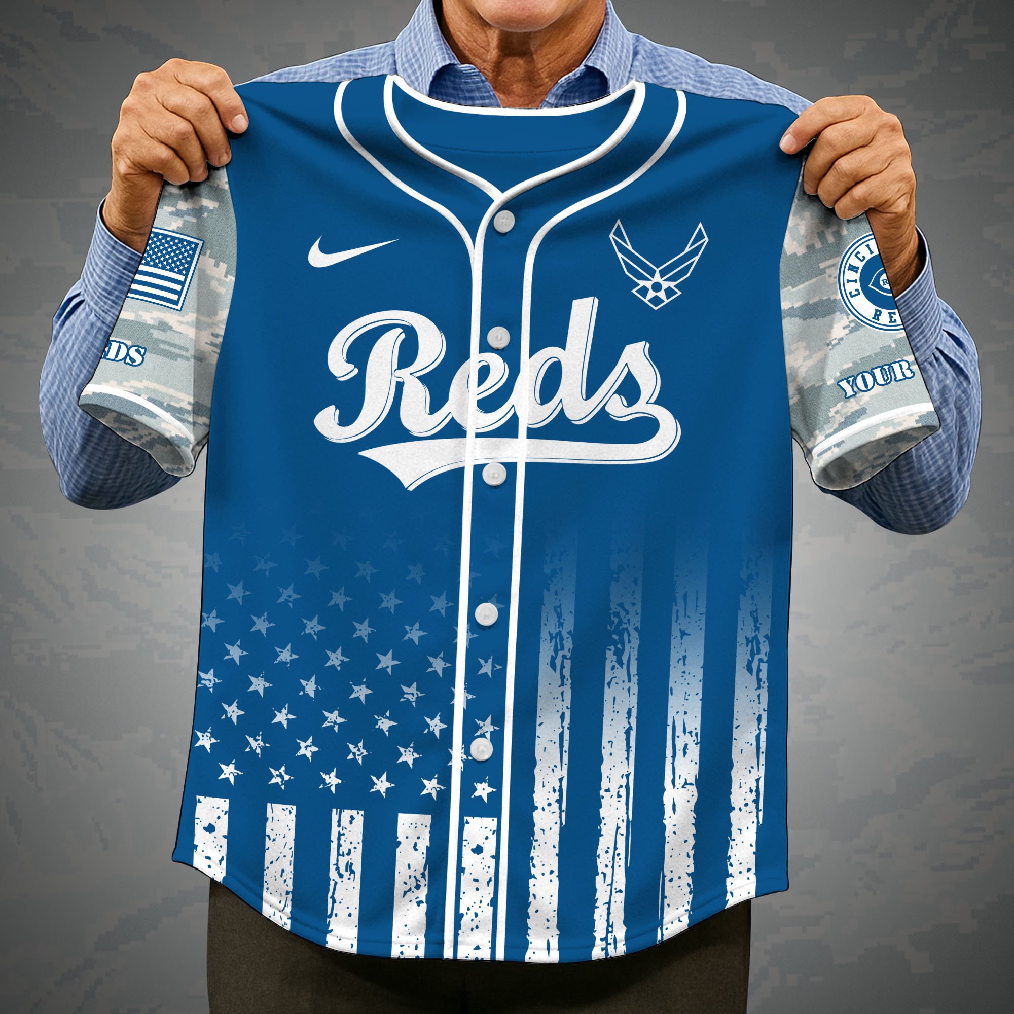 Alternative view of Cincinnati Reds Camouflage Baseball Shirt Custom Name, Sport Team Shirt, Sport Gifts ETRG-05082171