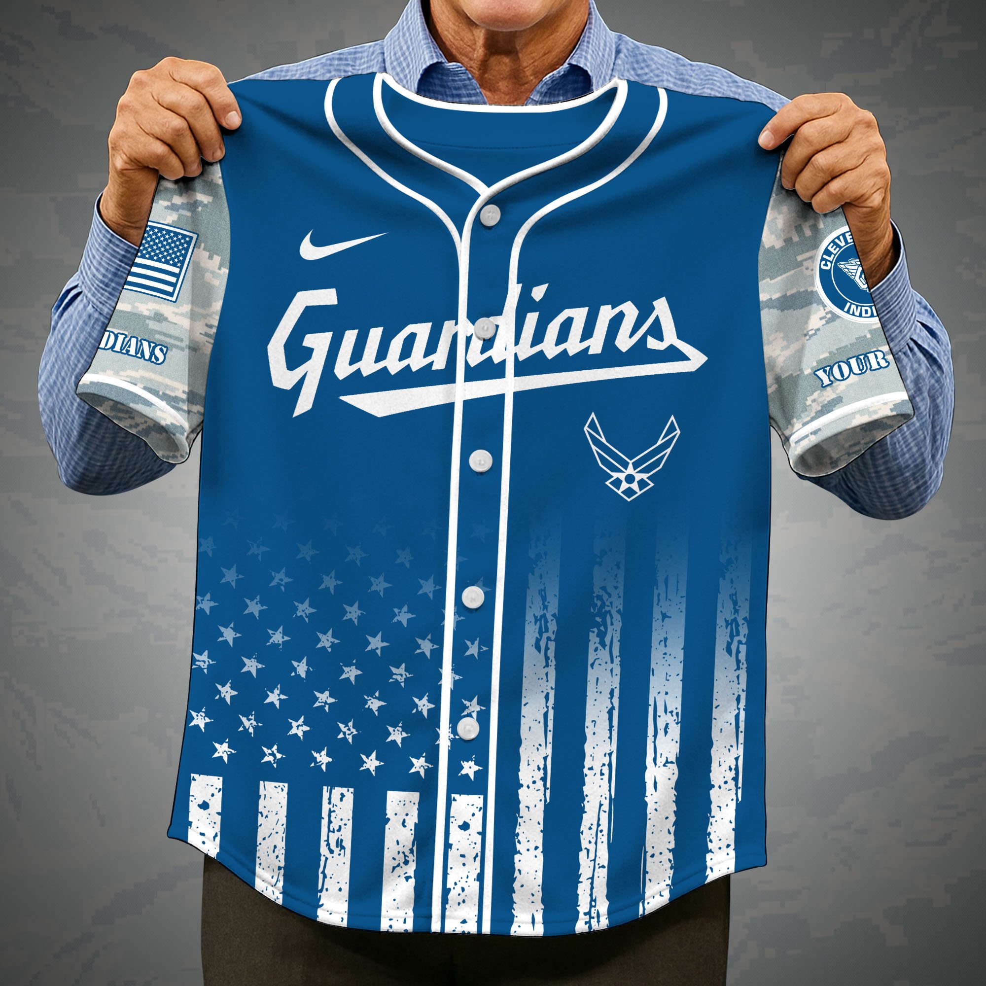 Alternative view of Cleveland Guardians Camouflage Baseball Shirt Custom Name, Sport Team Shirt, Sport Gifts ETRG-05082171