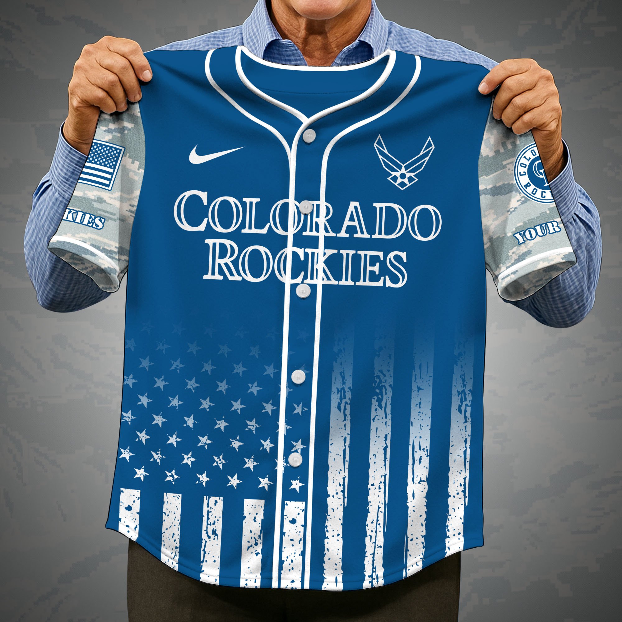 Alternative view of Colorado Rockies Camouflage Baseball Shirt Custom Name, Sport Team Shirt, Sport Gifts ETRG-05082171