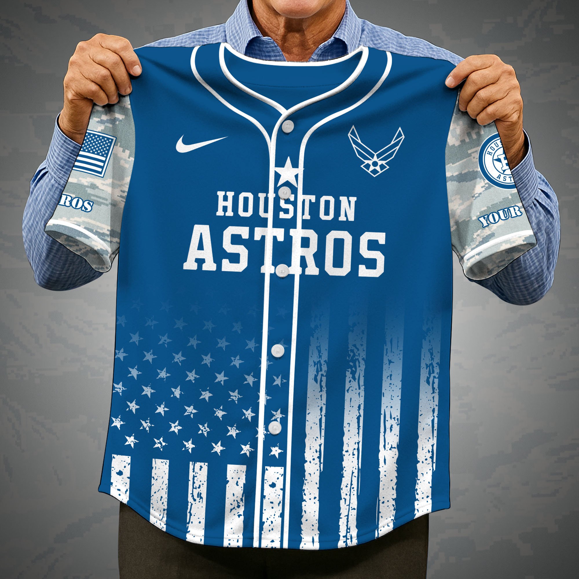 Alternative view of Houston Astros Camouflage Baseball Shirt Custom Name, Sport Team Shirt, Sport Gifts ETRG-05082171