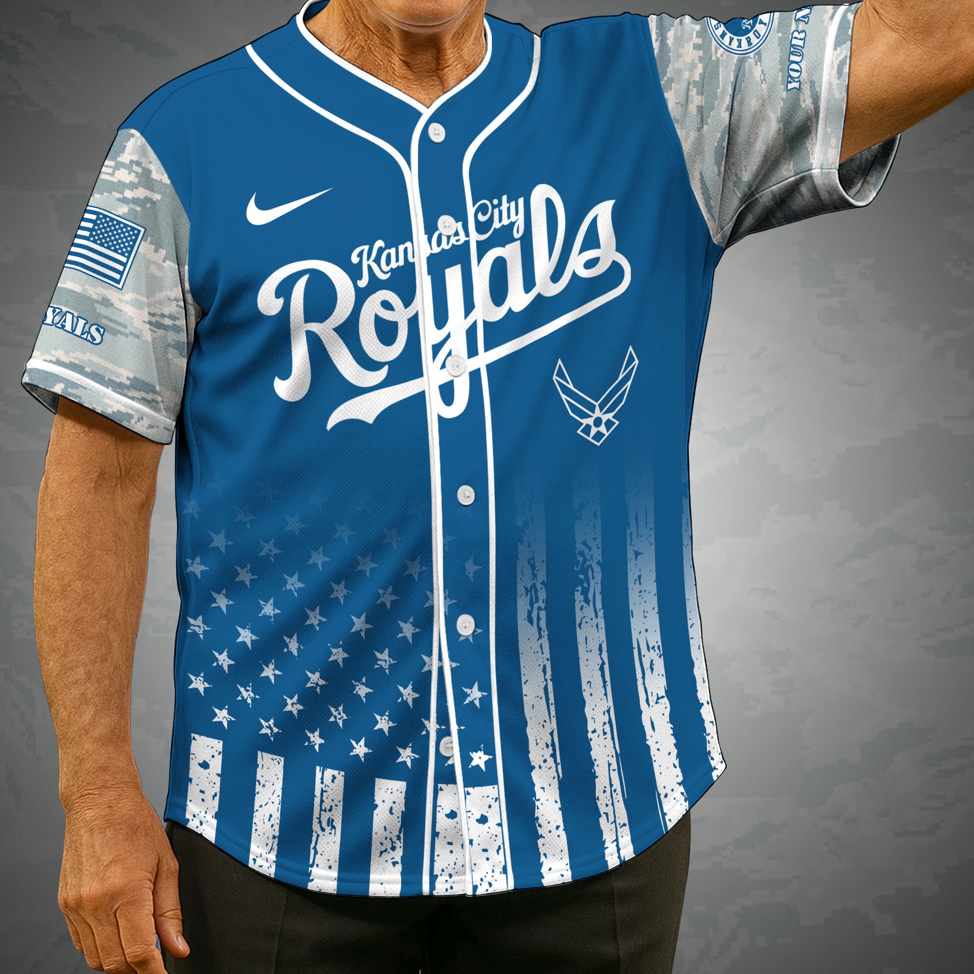 Kansas City Royals Camouflage Baseball Shirt Custom Name, Sport Team Shirt, Sport Gifts ETRG-05082171