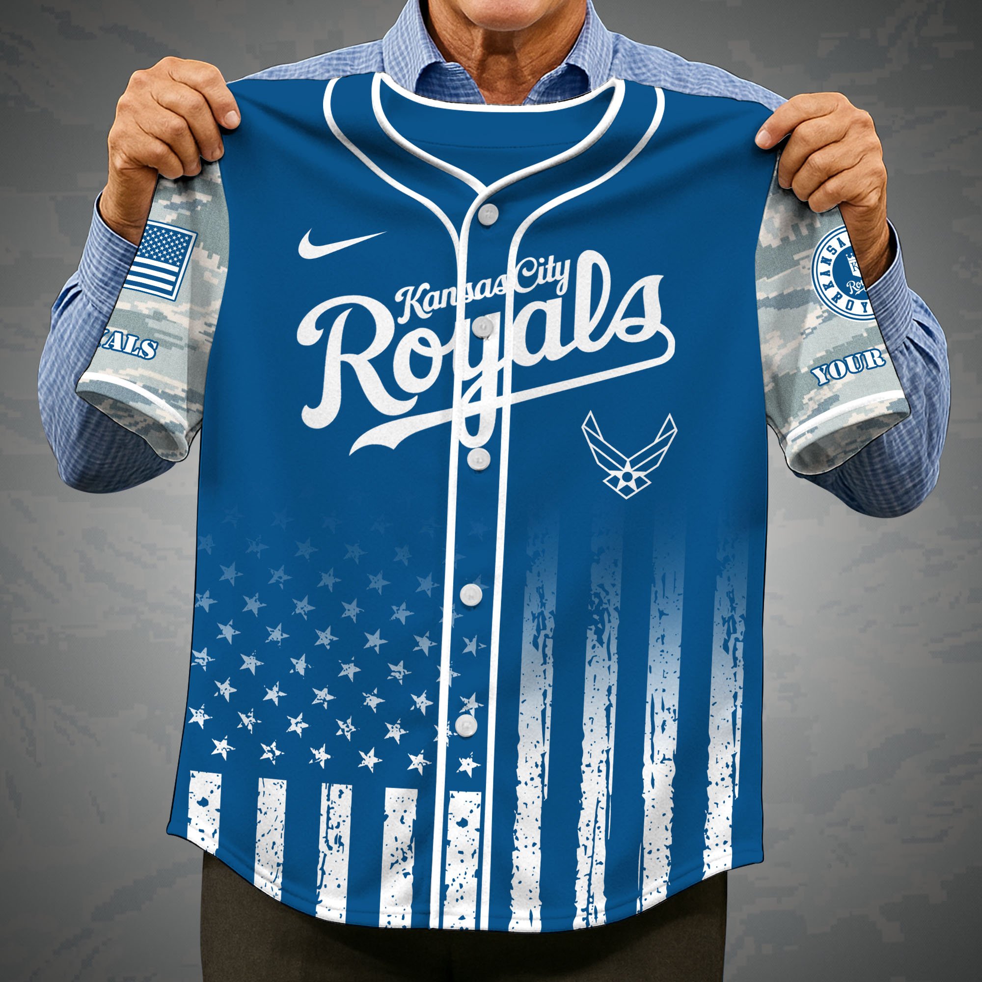 Alternative view of Kansas City Royals Camouflage Baseball Shirt Custom Name, Sport Team Shirt, Sport Gifts ETRG-05082171