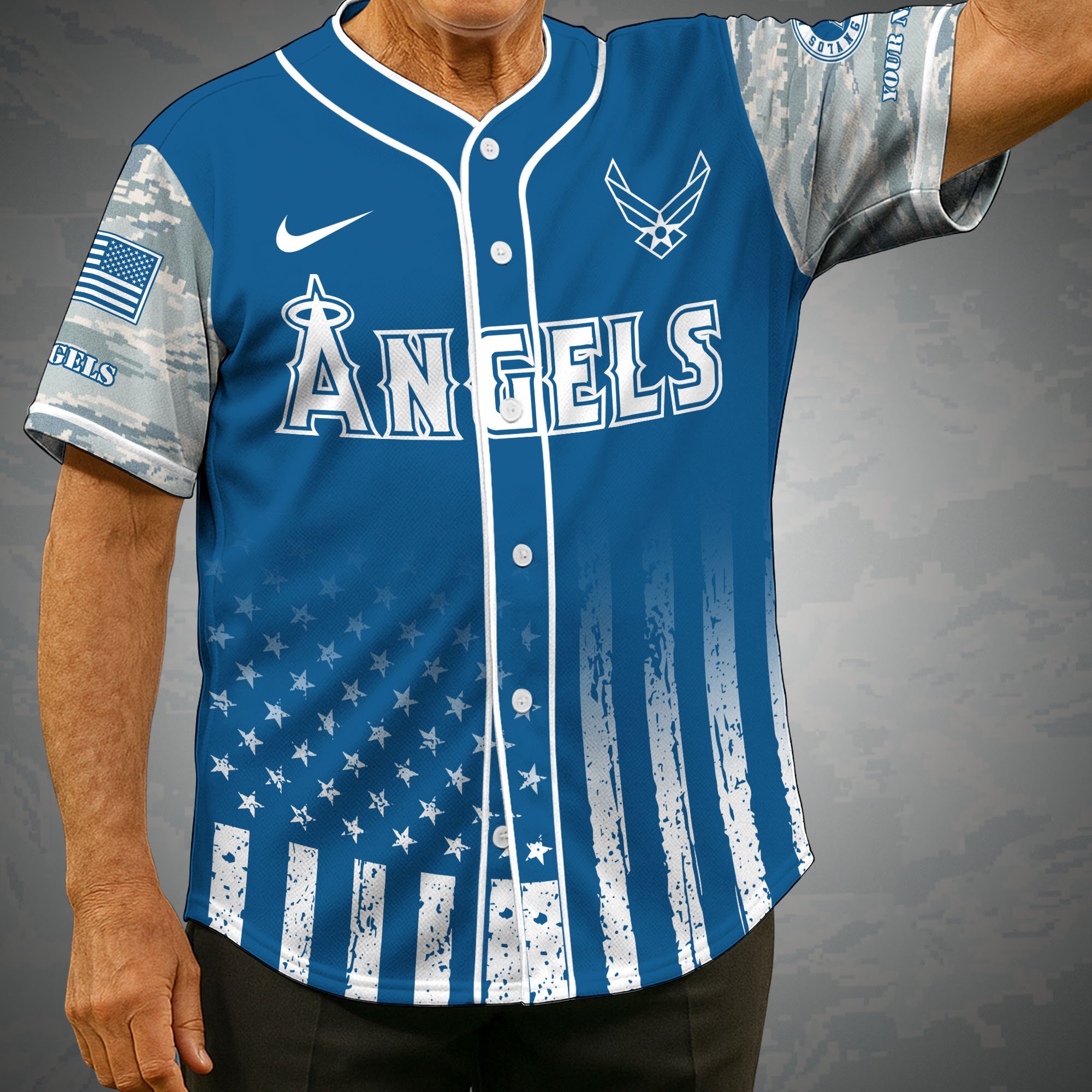 Los Angeles Angels Camouflage Baseball Shirt Custom Name, Sport Team Shirt, Sport Gifts ETRG-05082171