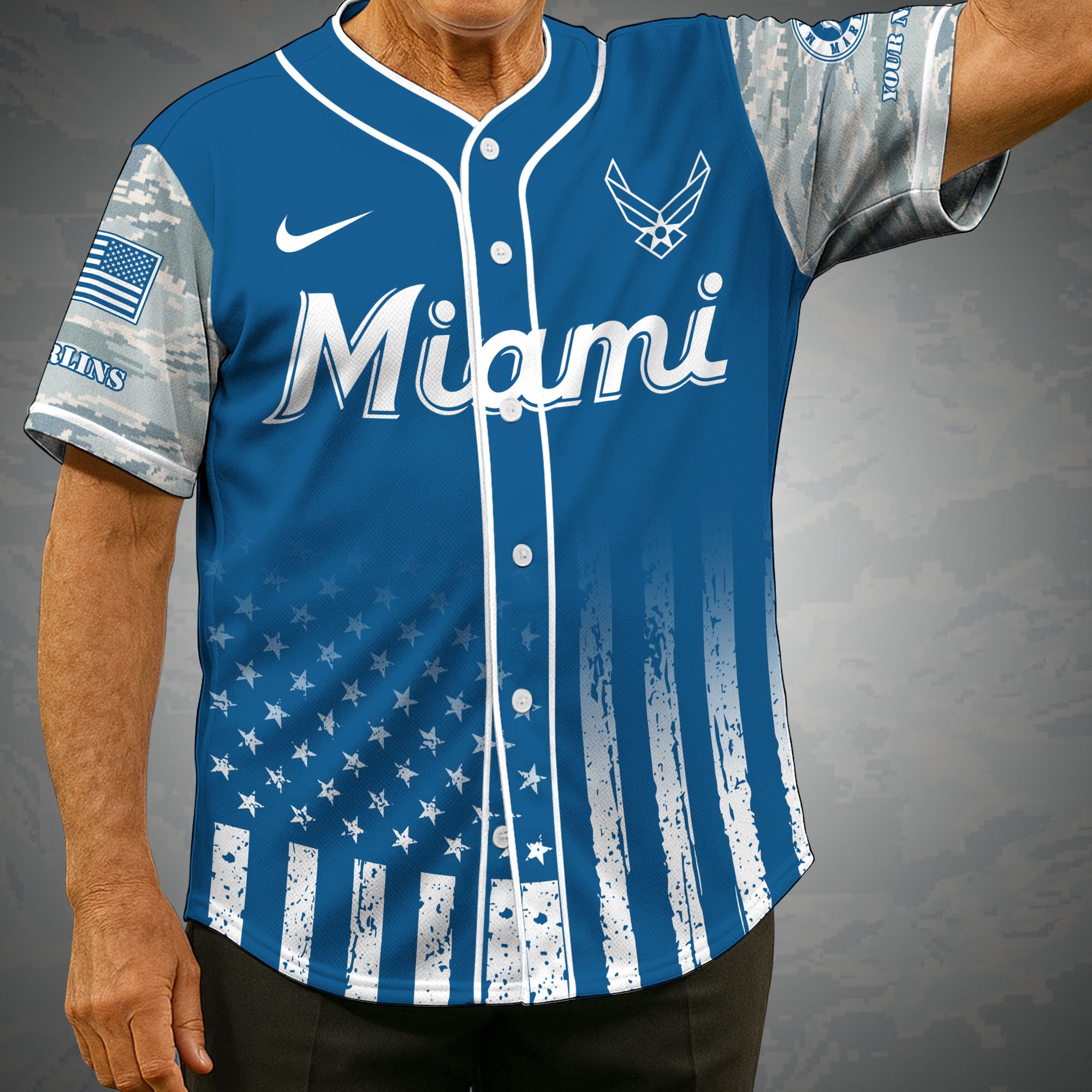 Miami Marlins Camouflage Baseball Shirt Custom Name, Sport Team Shirt, Sport Gifts ETRG-05082171