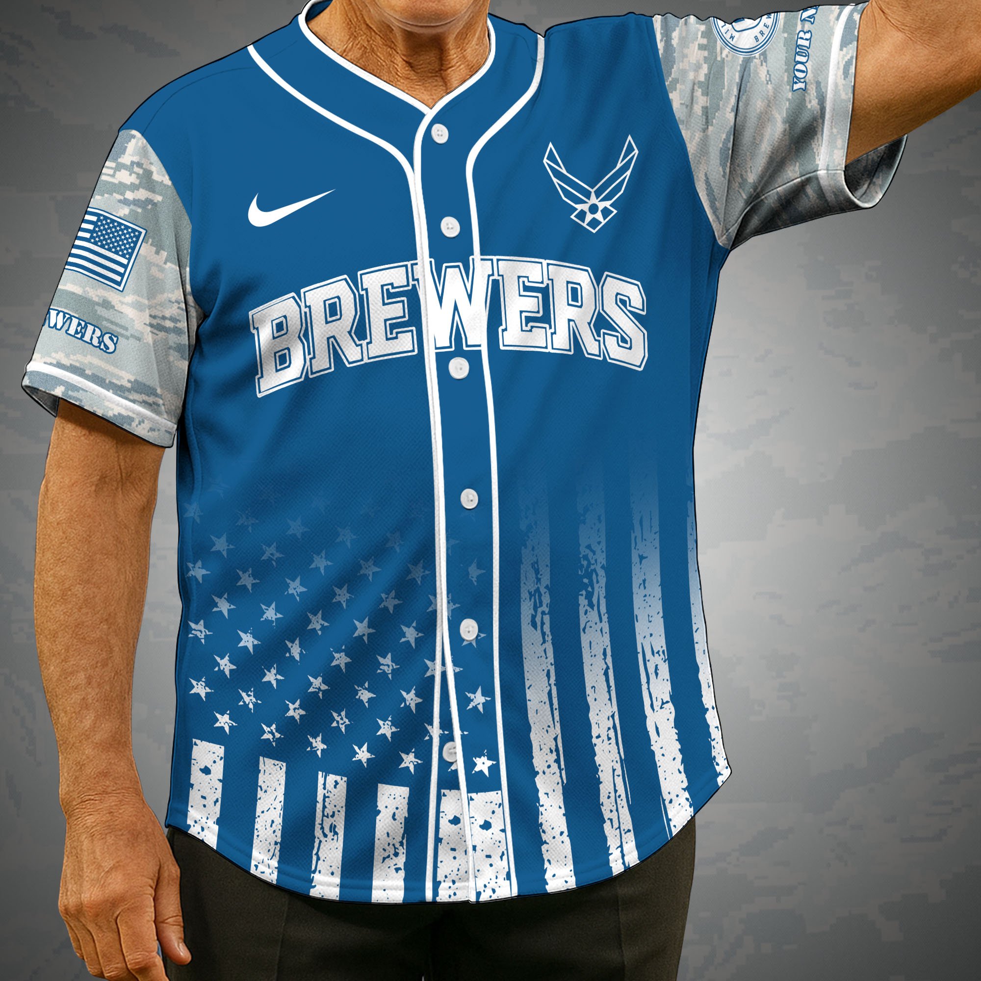 Milwaukee Brewers Camouflage Baseball Shirt Custom Name, Sport Team Shirt, Sport Gifts ETRG-05082171
