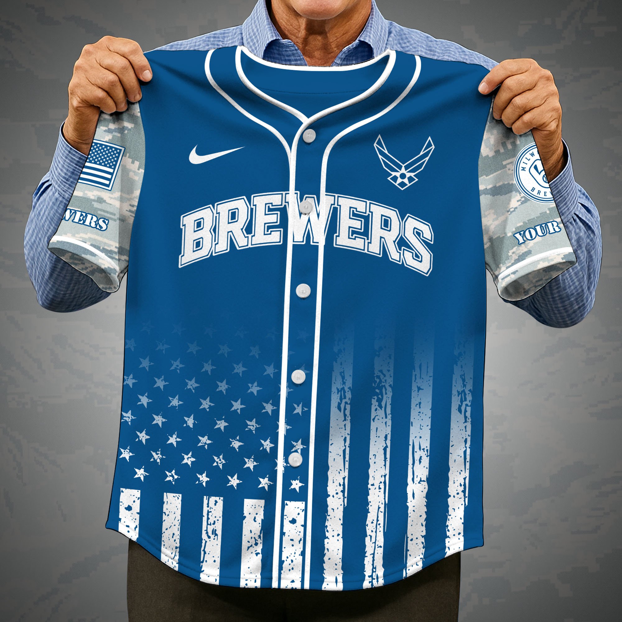 Alternative view of Milwaukee Brewers Camouflage Baseball Shirt Custom Name, Sport Team Shirt, Sport Gifts ETRG-05082171