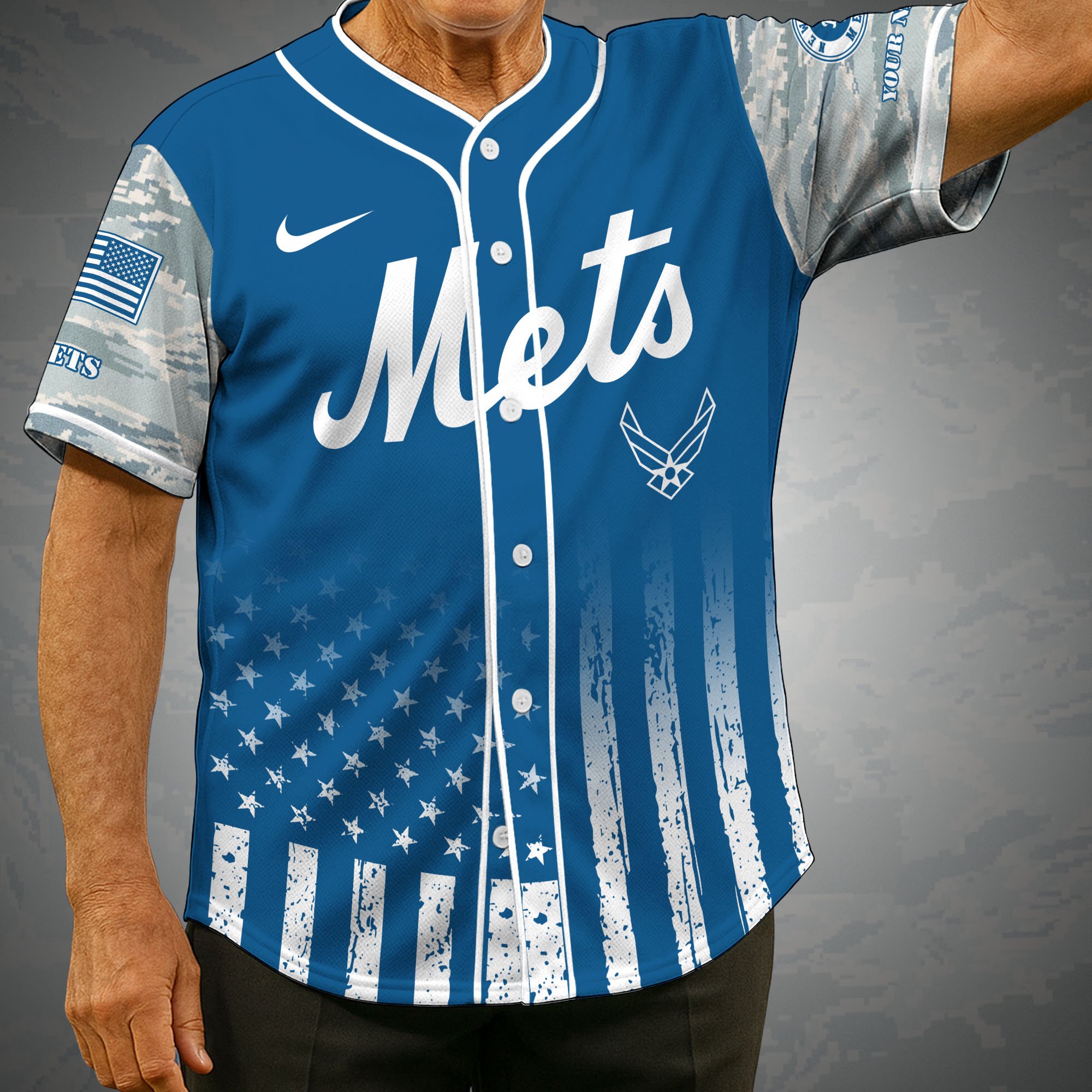 New York Mets Camouflage Baseball Shirt Custom Name, Sport Team Shirt, Sport Gifts ETRG-05082171