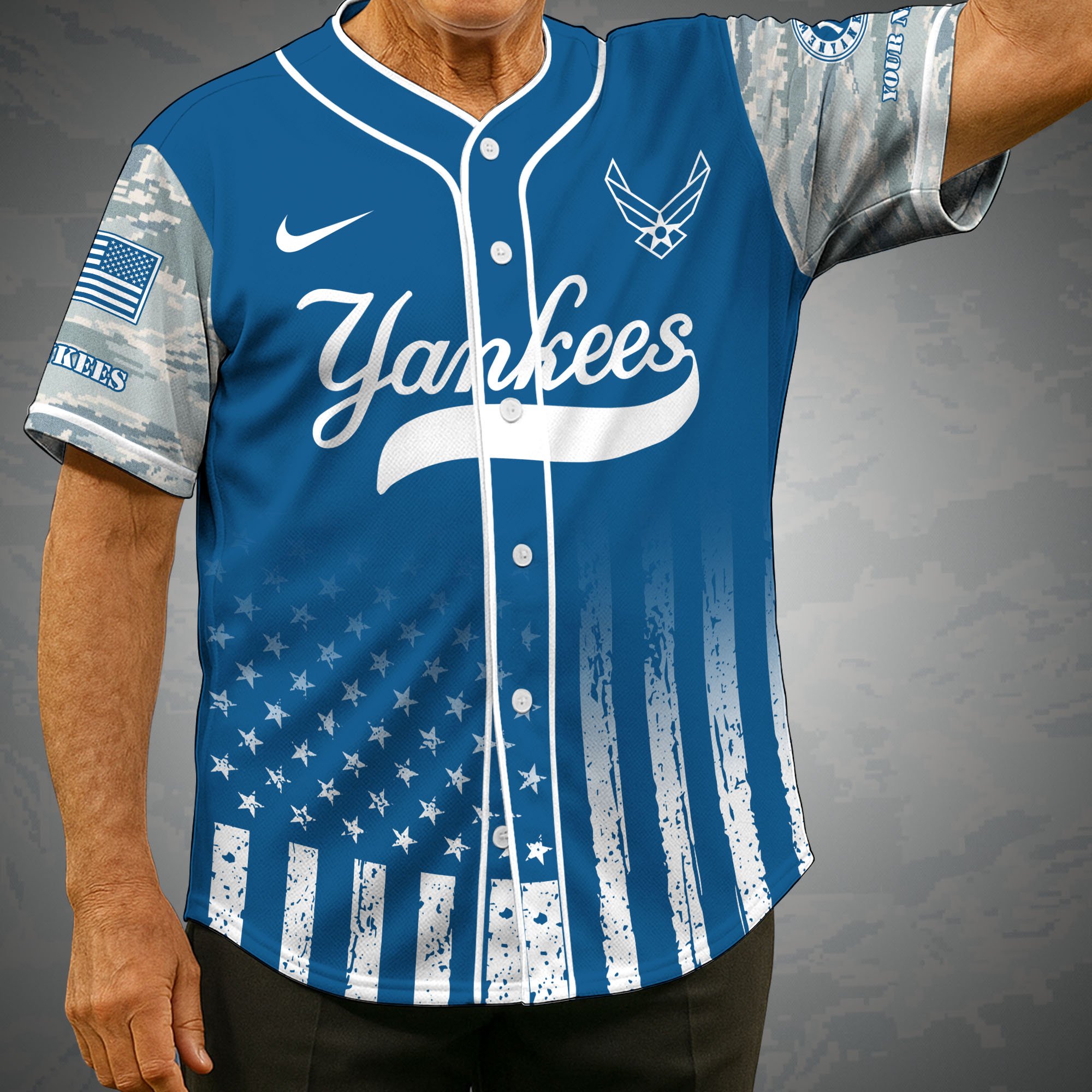 New York Yankees Camouflage Baseball Shirt Custom Name, Sport Team Shirt, Sport Gifts ETRG-05082171