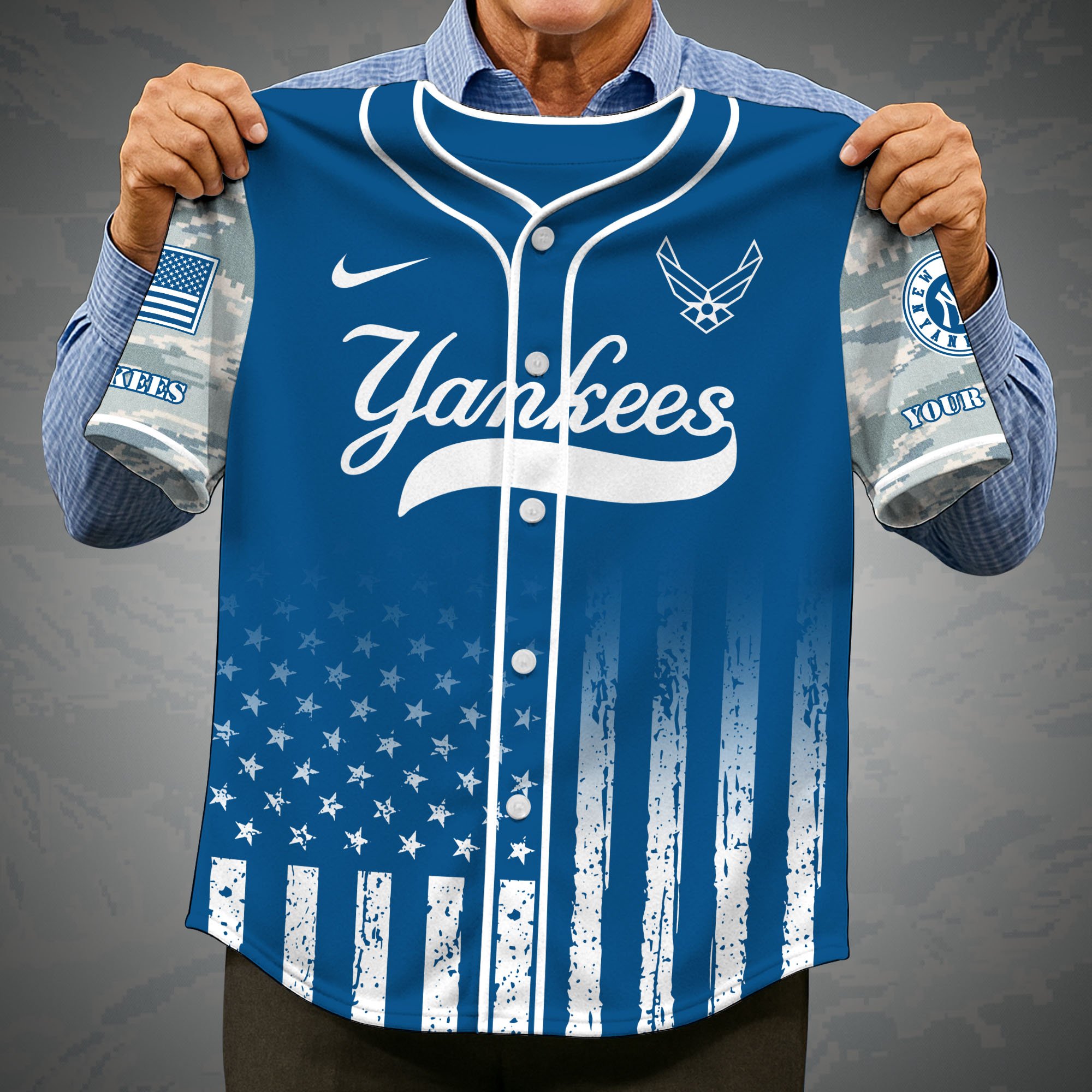 Alternative view of New York Yankees Camouflage Baseball Shirt Custom Name, Sport Team Shirt, Sport Gifts ETRG-05082171