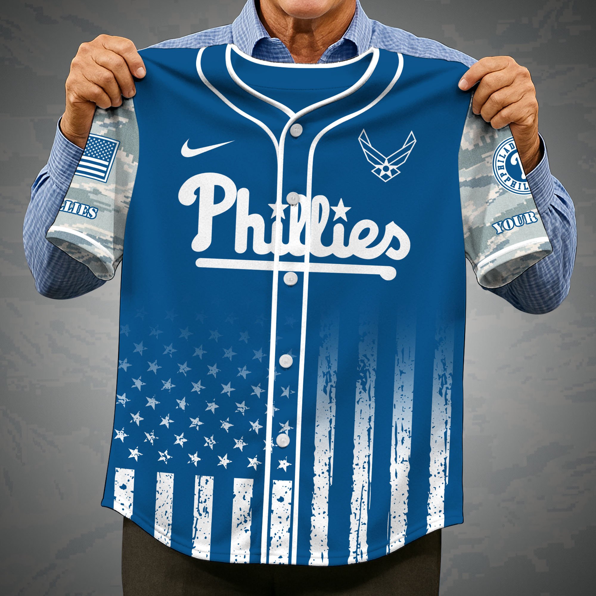 Alternative view of Philadelphia Phillies Camouflage Baseball Shirt Custom Name, Sport Team Shirt, Sport Gifts ETRG-05082171