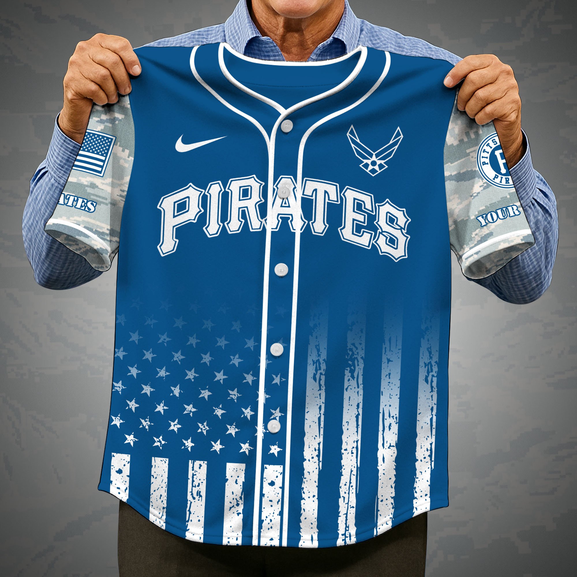 Alternative view of Pittsburgh Pirates Camouflage Baseball Shirt Custom Name, Sport Team Shirt, Sport Gifts ETRG-05082171