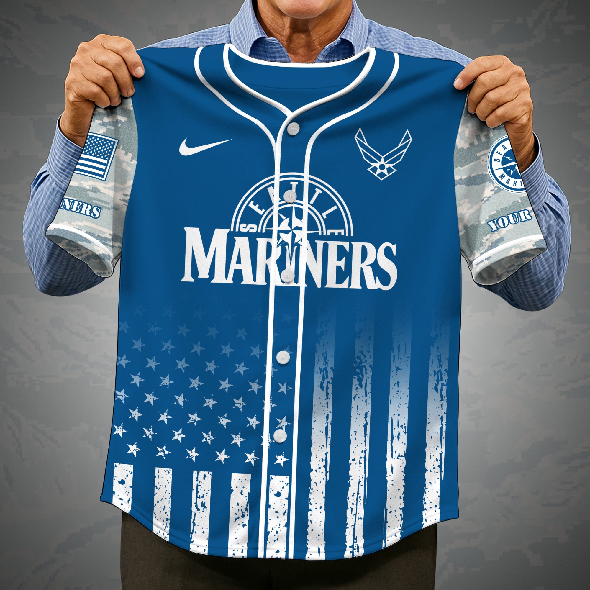 Alternative view of Seattle Mariners Camouflage Baseball Shirt Custom Name, Sport Team Shirt, Sport Gifts ETRG-05082171