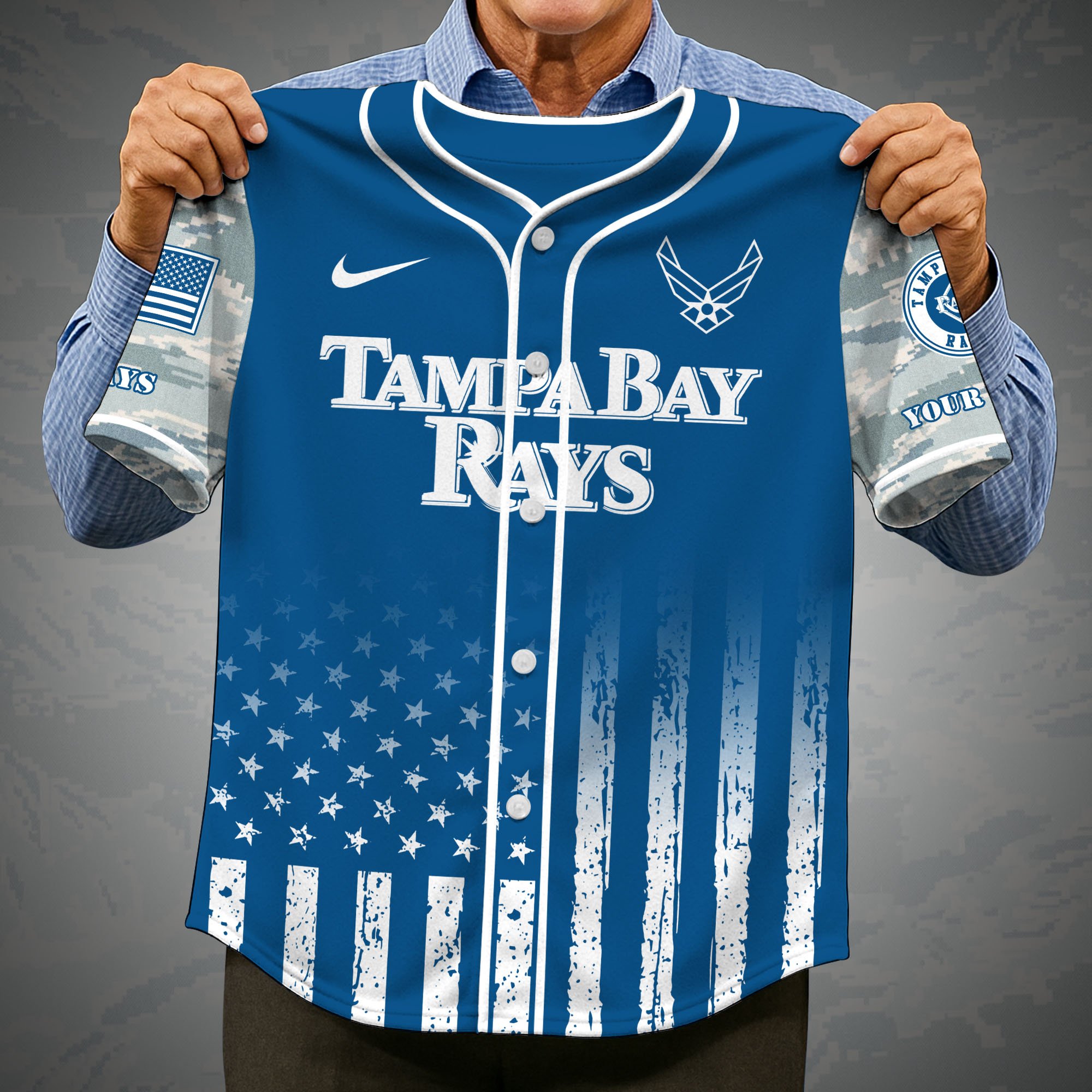 Alternative view of Tampa Bay Rays Camouflage Baseball Shirt Custom Name, Sport Team Shirt, Sport Gifts ETRG-05082171