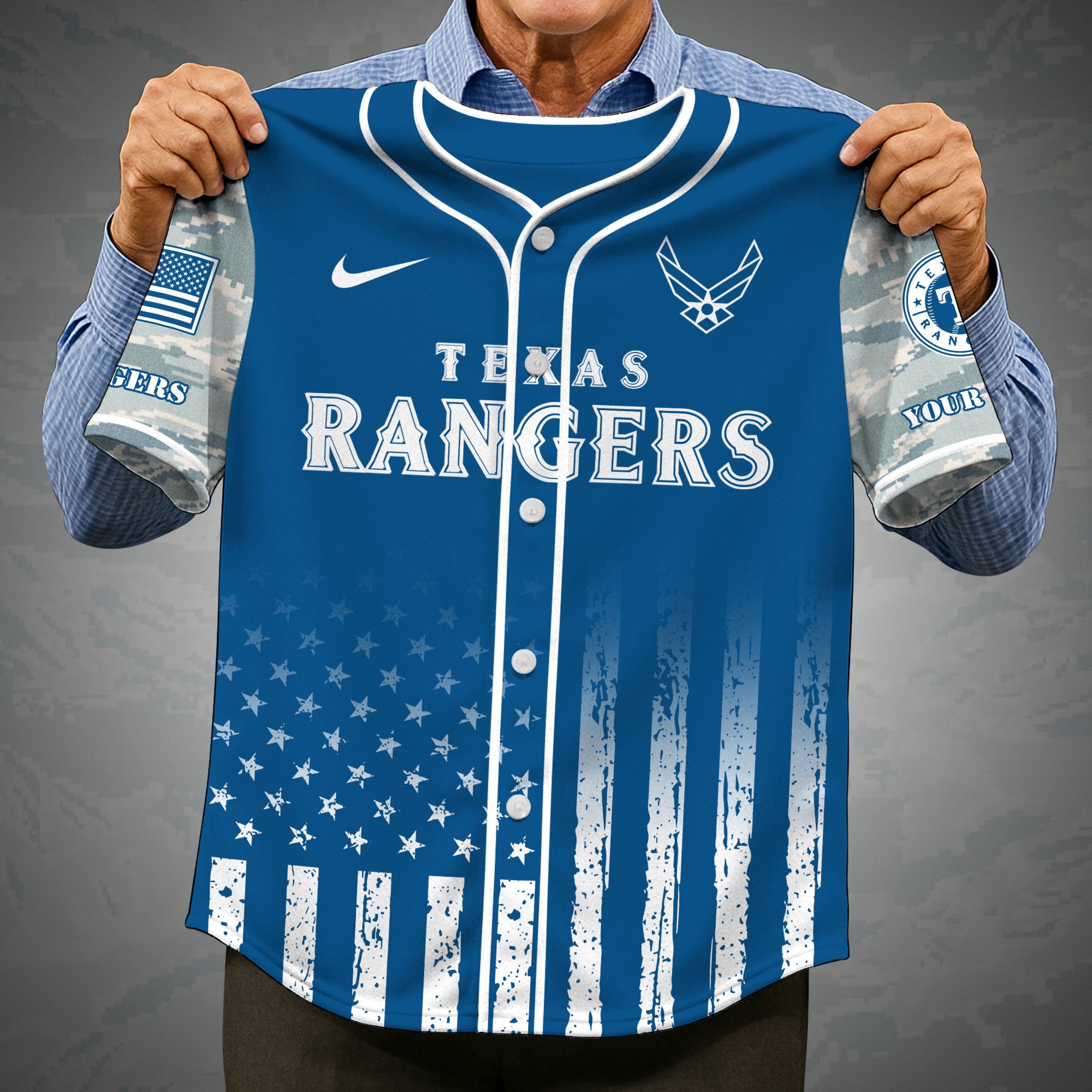 Alternative view of Texas Rangers Camouflage Baseball Shirt Custom Name, Sport Team Shirt, Sport Gifts ETRG-05082171