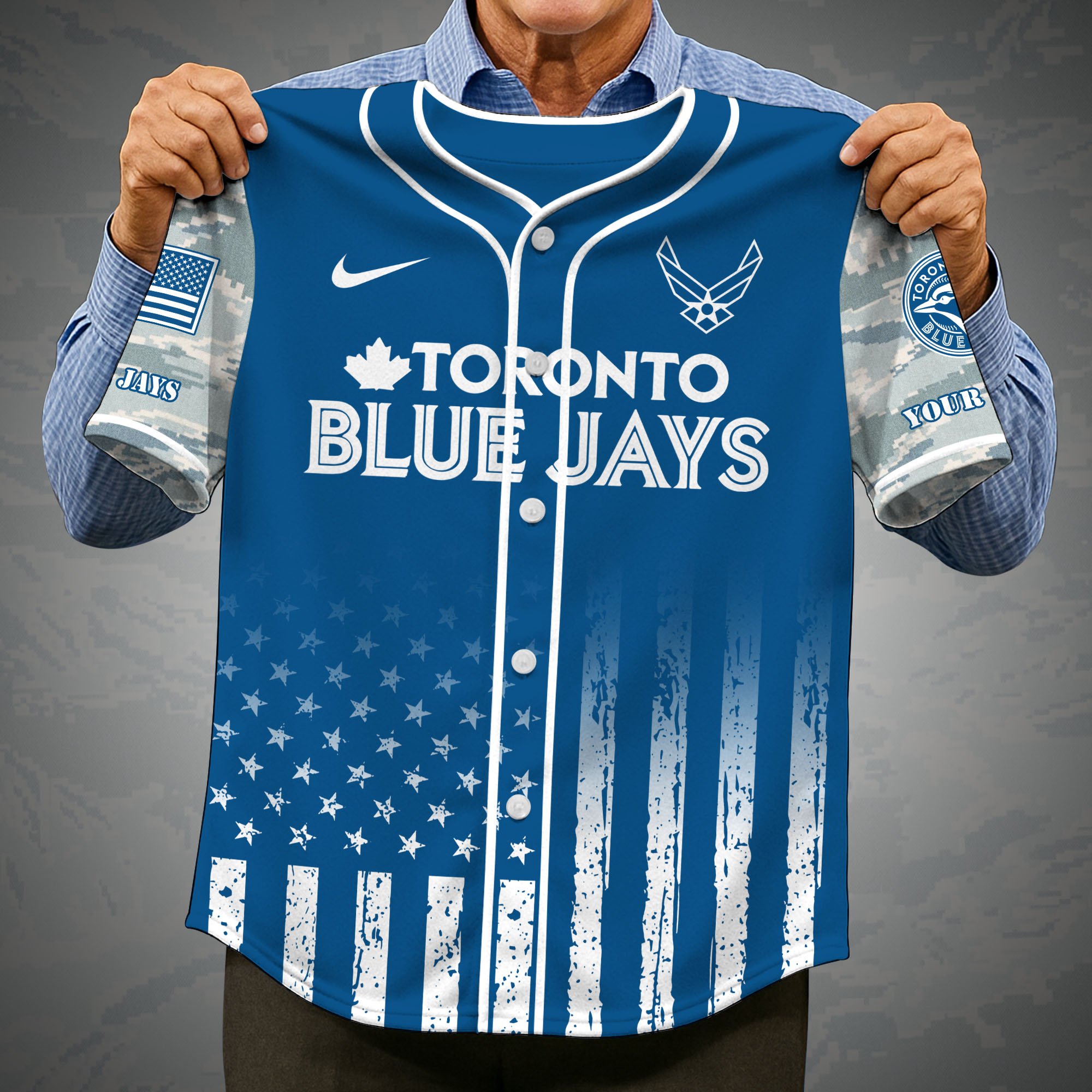 Alternative view of Toronto Blue Jays Camouflage Baseball Shirt Custom Name, Sport Team Shirt, Sport Gifts ETRG-05082171