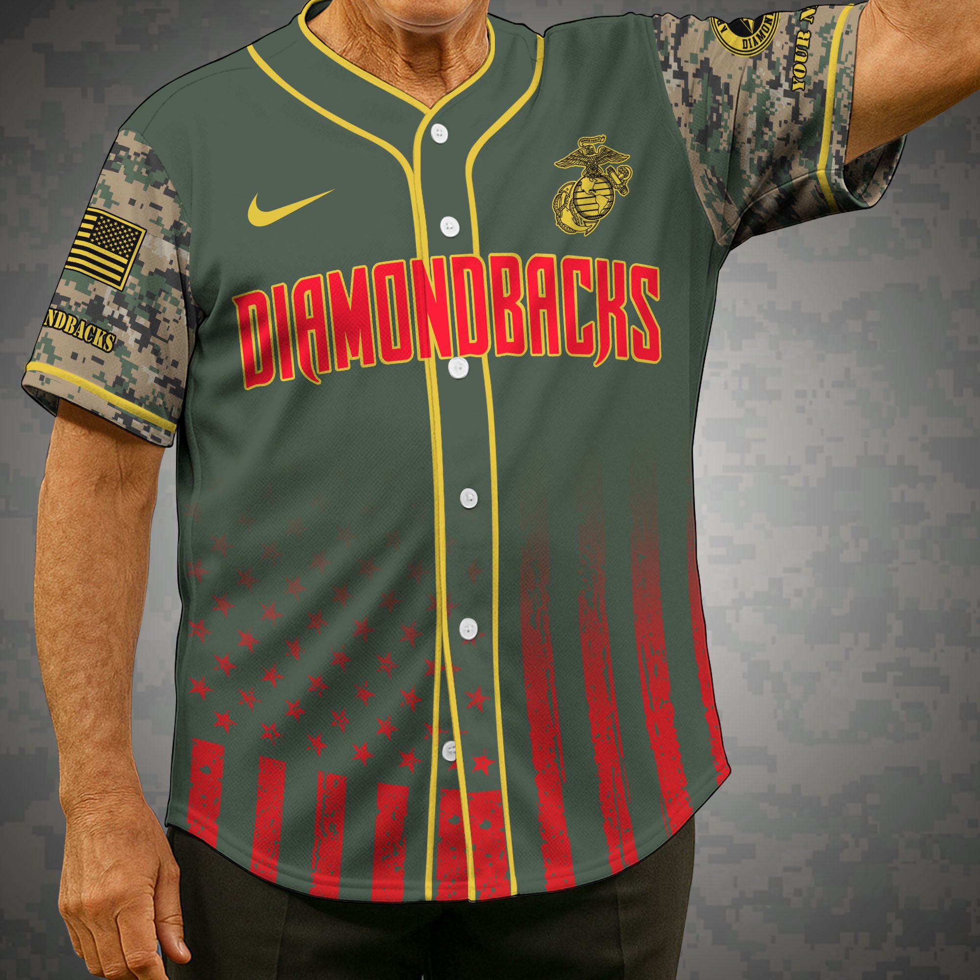 Arizona Diamondbacks Baseball Shirt x US Marine Corps Military Appreciation Night Jersey Editions Limited 2025 Custom Name, Sport Shirt, Sport Gifts ETRG-05082172