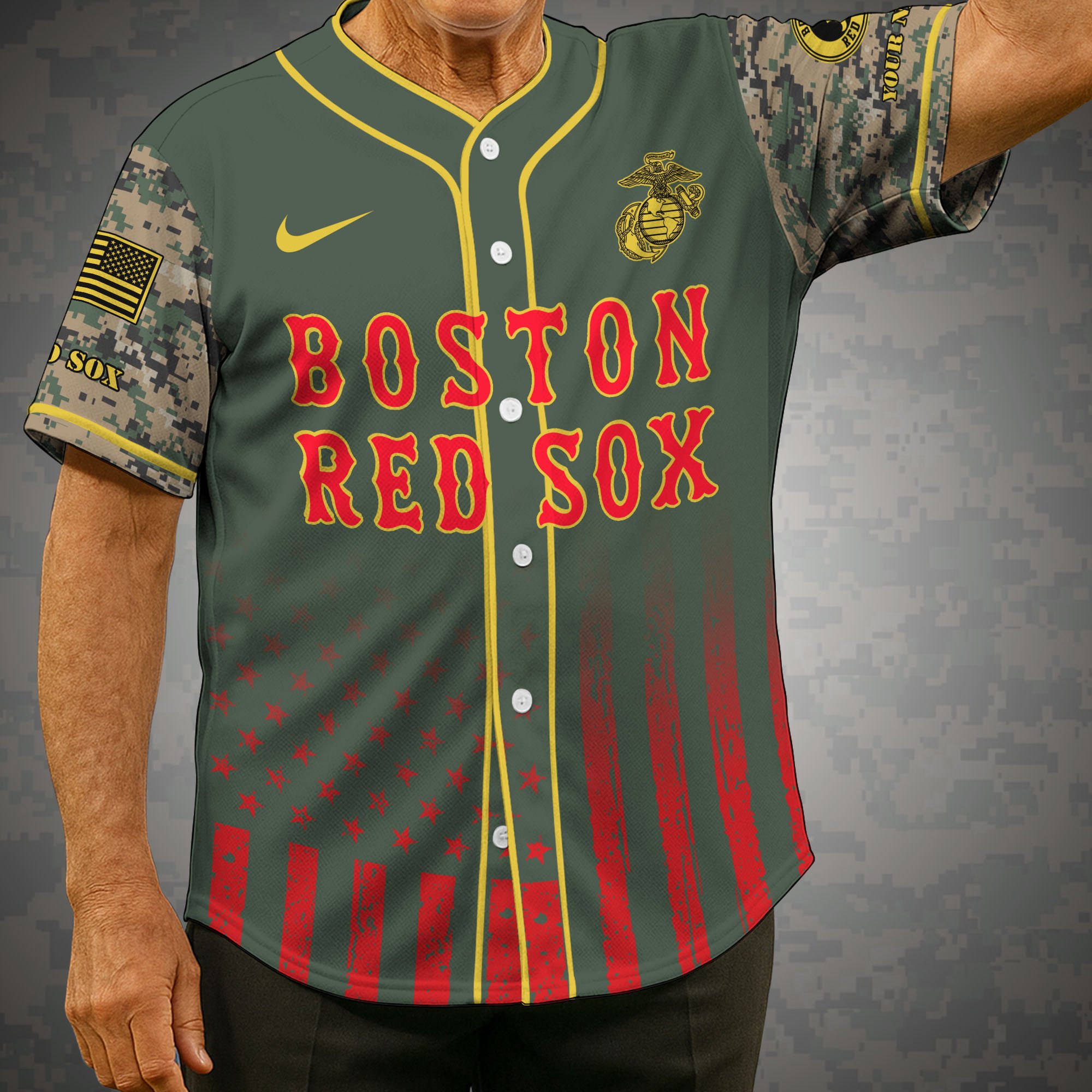 Boston Red Sox Baseball Shirt x US Marine Corps Military Appreciation Night Jersey Editions Limited 2025 Custom Name, Sport Shirt, Sport Gifts ETRG-05082172