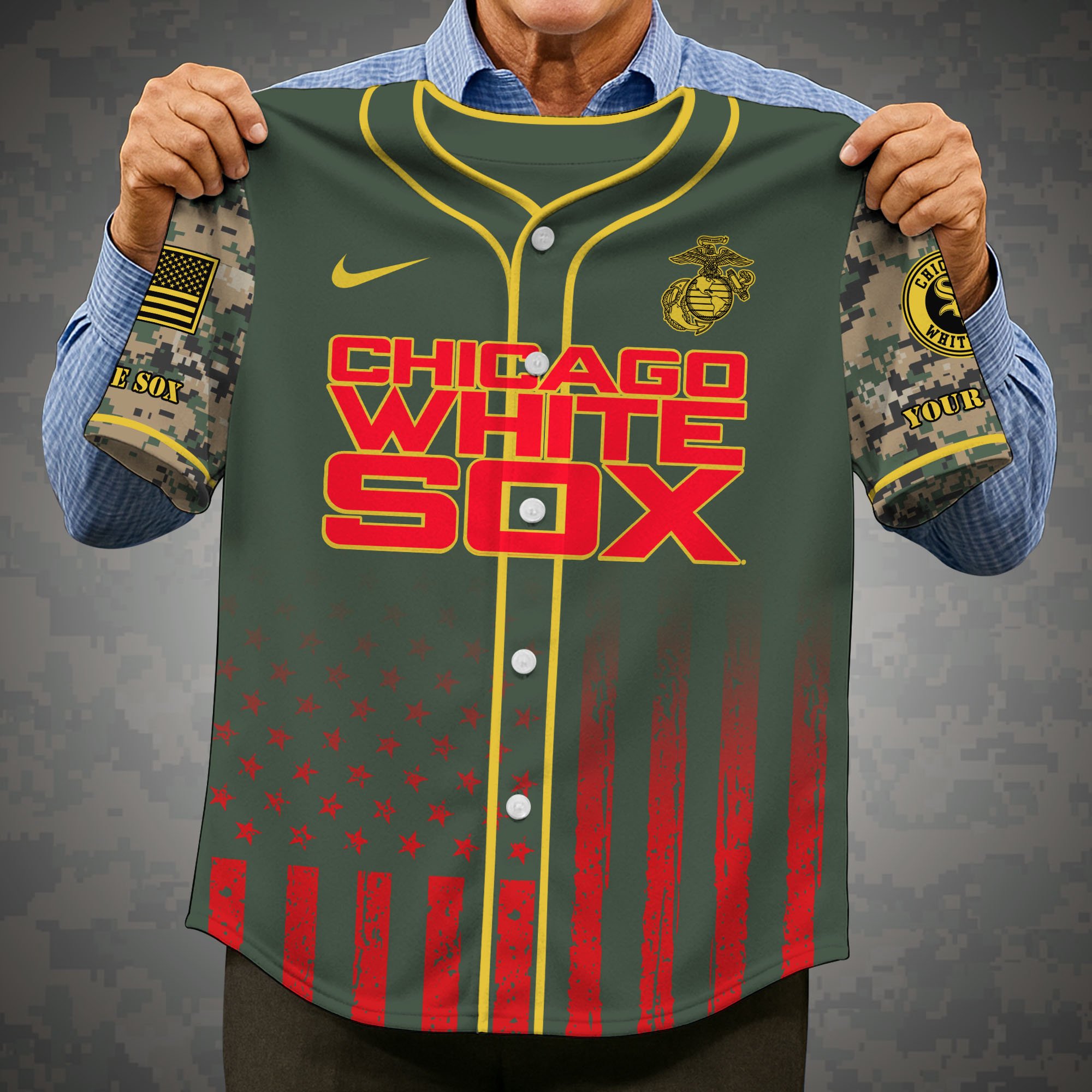 Alternative view of Chicago White Sox Baseball Shirt x US Marine Corps Military Appreciation Night Jersey Editions Limited 2025 Custom Name, Sport Shirt, Sport Gifts ETRG-05082172