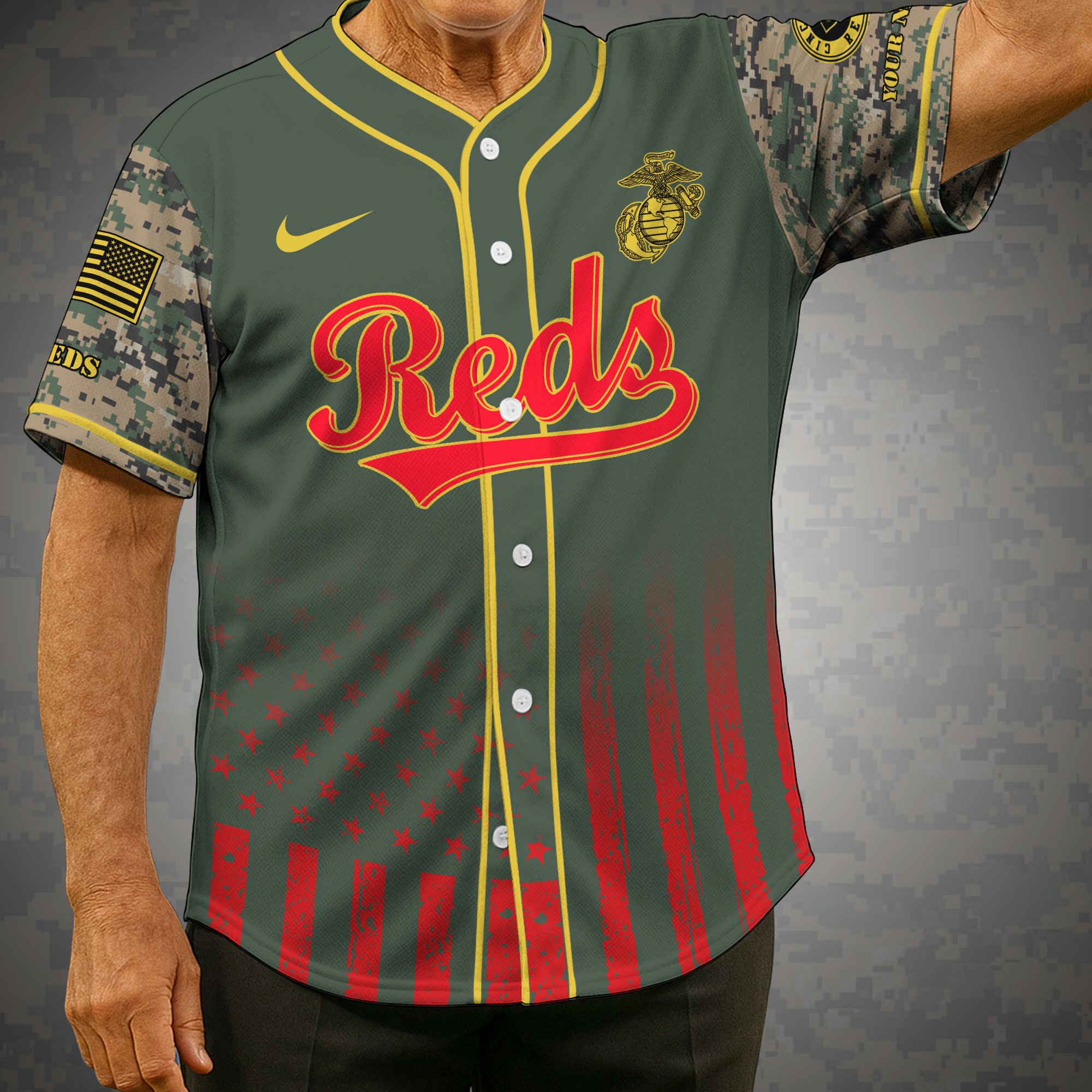 Cincinnati Reds Baseball Shirt x US Marine Corps Military Appreciation Night Jersey Editions Limited 2025 Custom Name, Sport Shirt, Sport Gifts ETRG-05082172