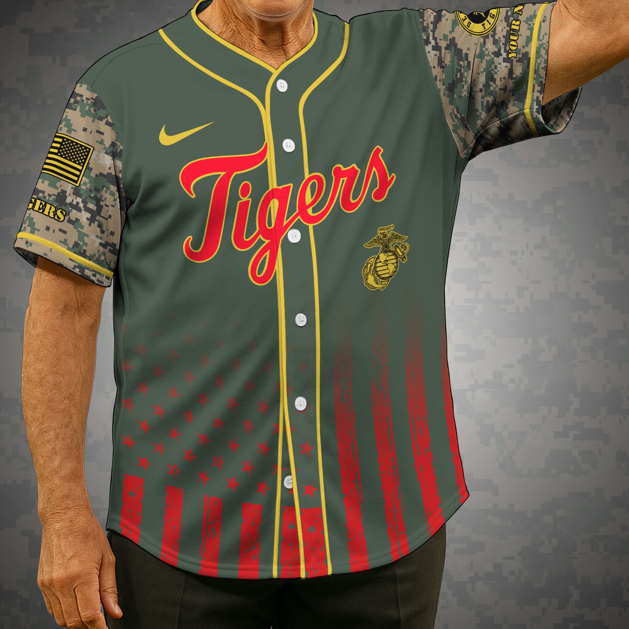 Detroit Tigers Baseball Shirt x US Marine Corps Military Appreciation Night Jersey Editions Limited 2025 Custom Name, Sport Shirt, Sport Gifts ETRG-05082172