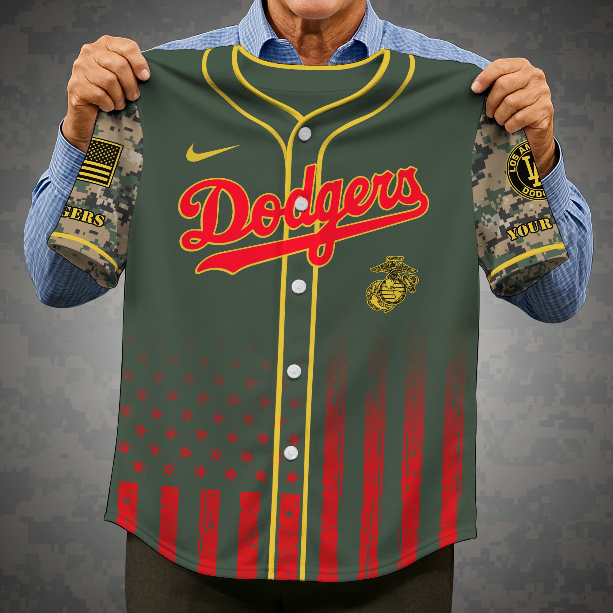 Alternative view of Los Angeles Dodgers Baseball Shirt x US Marine Corps Military Appreciation Night Jersey Editions Limited 2025 Custom Name, Sport Shirt, Sport Gifts ETRG-05082172
