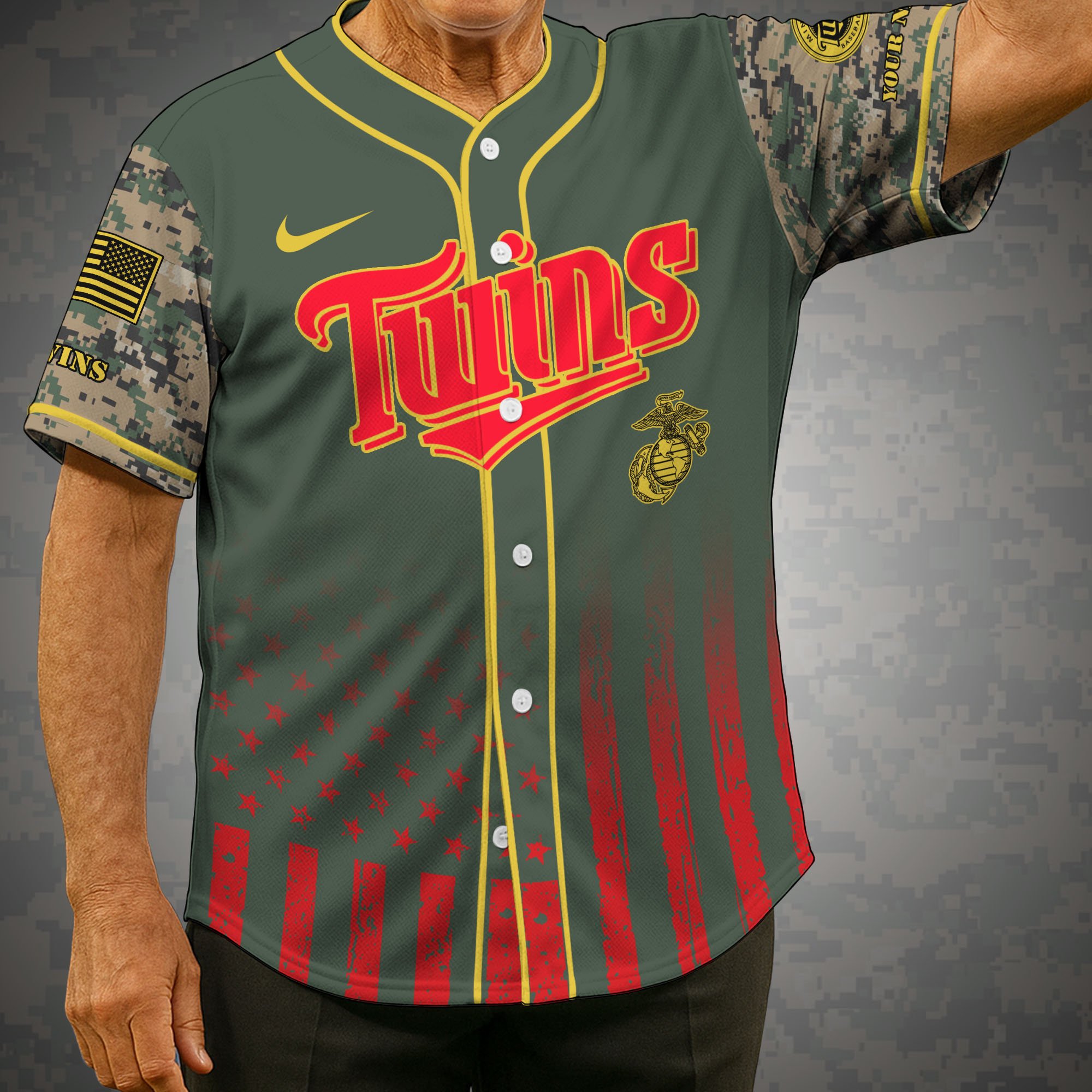 Minnesota Twins Baseball Shirt x US Marine Corps Military Appreciation Night Jersey Editions Limited 2025 Custom Name, Sport Shirt, Sport Gifts ETRG-05082172