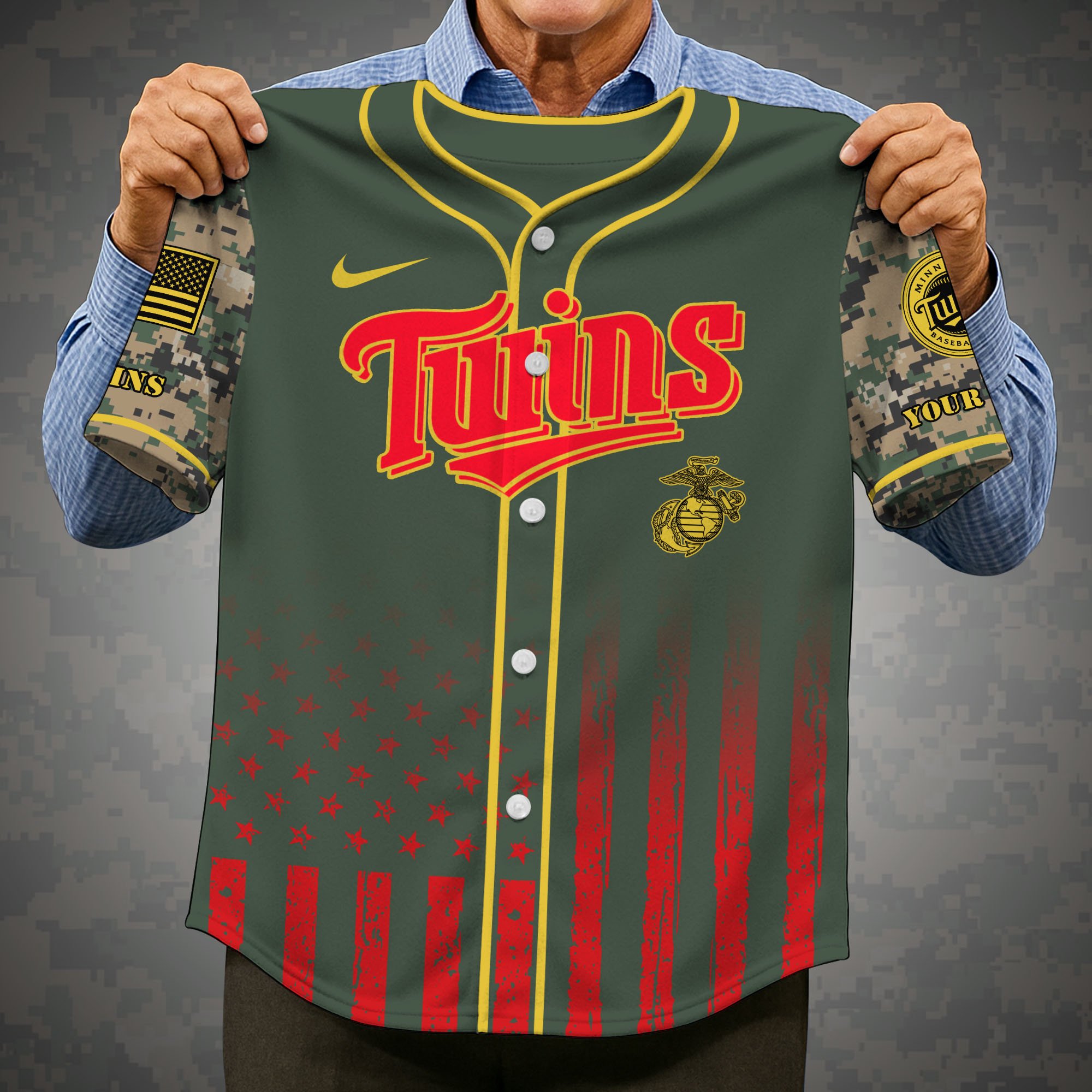 Alternative view of Minnesota Twins Baseball Shirt x US Marine Corps Military Appreciation Night Jersey Editions Limited 2025 Custom Name, Sport Shirt, Sport Gifts ETRG-05082172