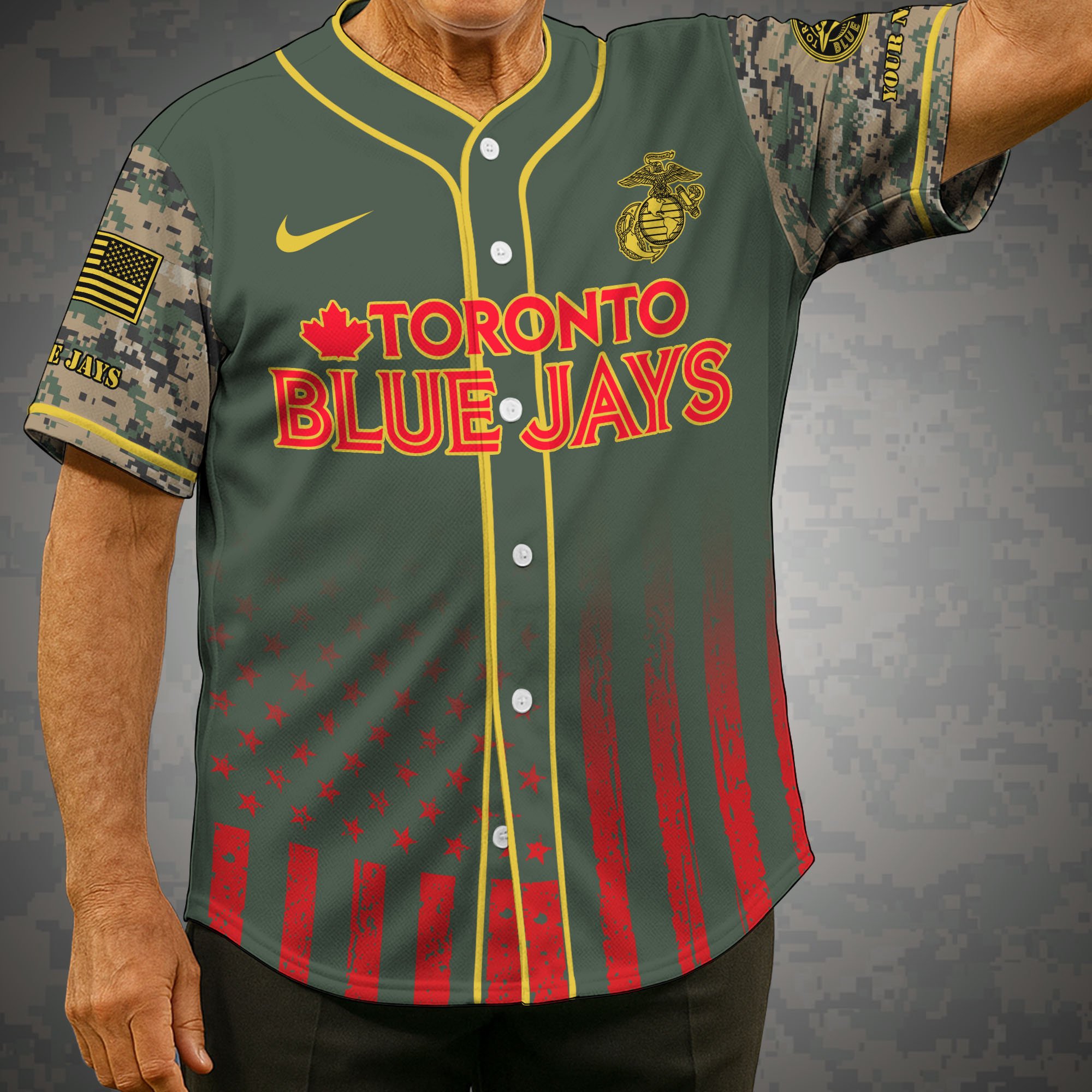 Toronto Blue Jays Baseball Shirt x US Marine Corps Military Appreciation Night Jersey Editions Limited 2025 Custom Name, Sport Shirt, Sport Gifts ETRG-05082172