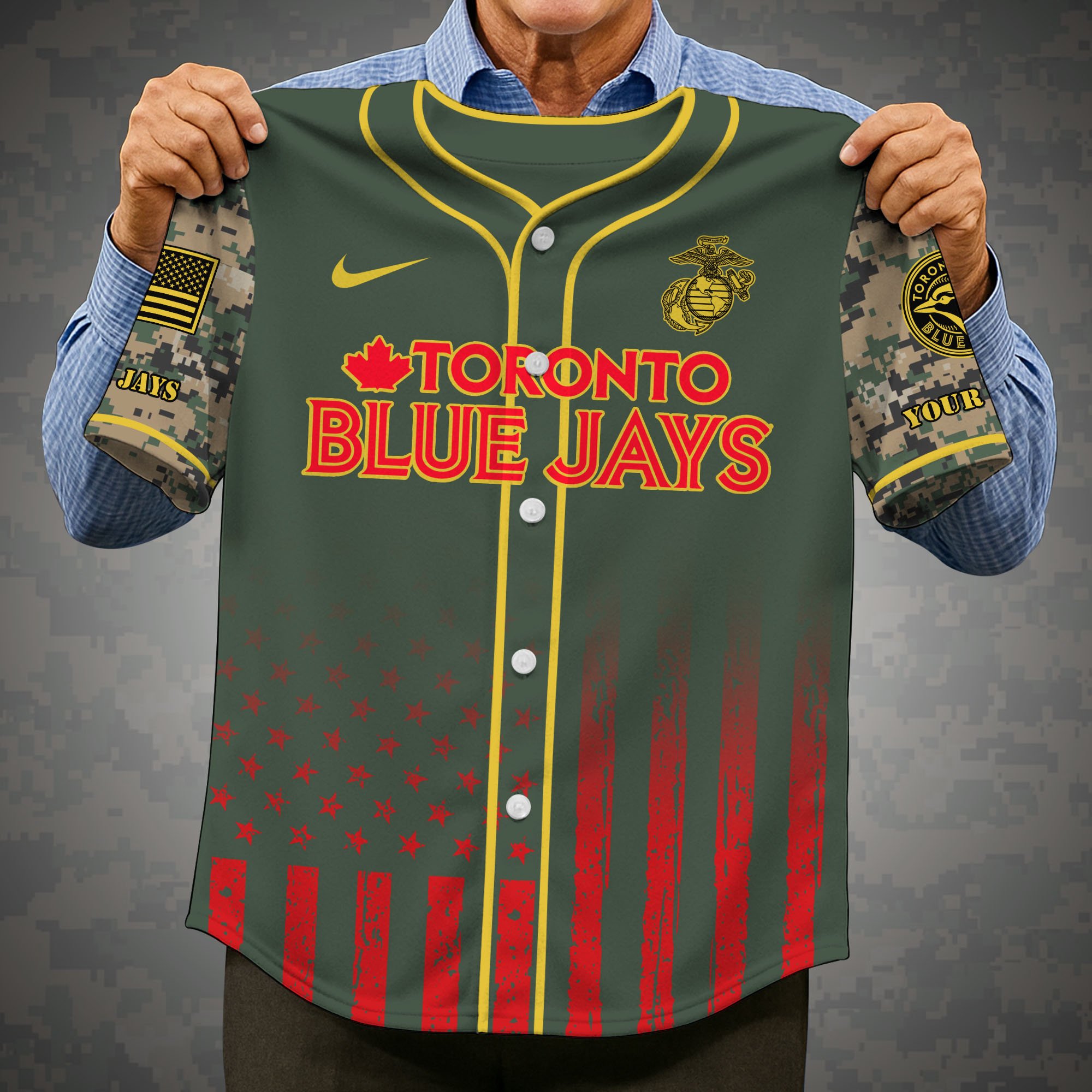 Alternative view of Toronto Blue Jays Baseball Shirt x US Marine Corps Military Appreciation Night Jersey Editions Limited 2025 Custom Name, Sport Shirt, Sport Gifts ETRG-05082172