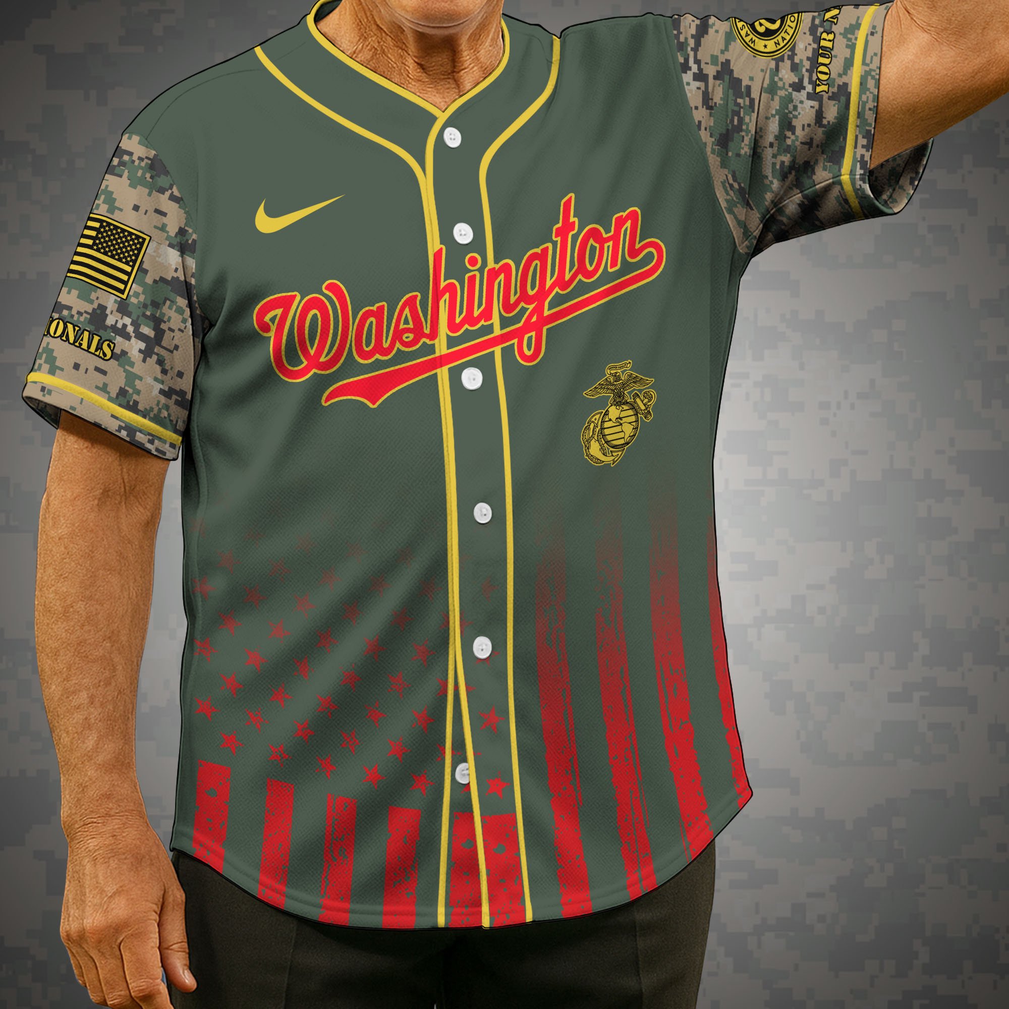 Washington Nationals Baseball Shirt x US Marine Corps Military Appreciation Night Jersey Editions Limited 2025 Custom Name, Sport Shirt, Sport Gifts ETRG-05082172