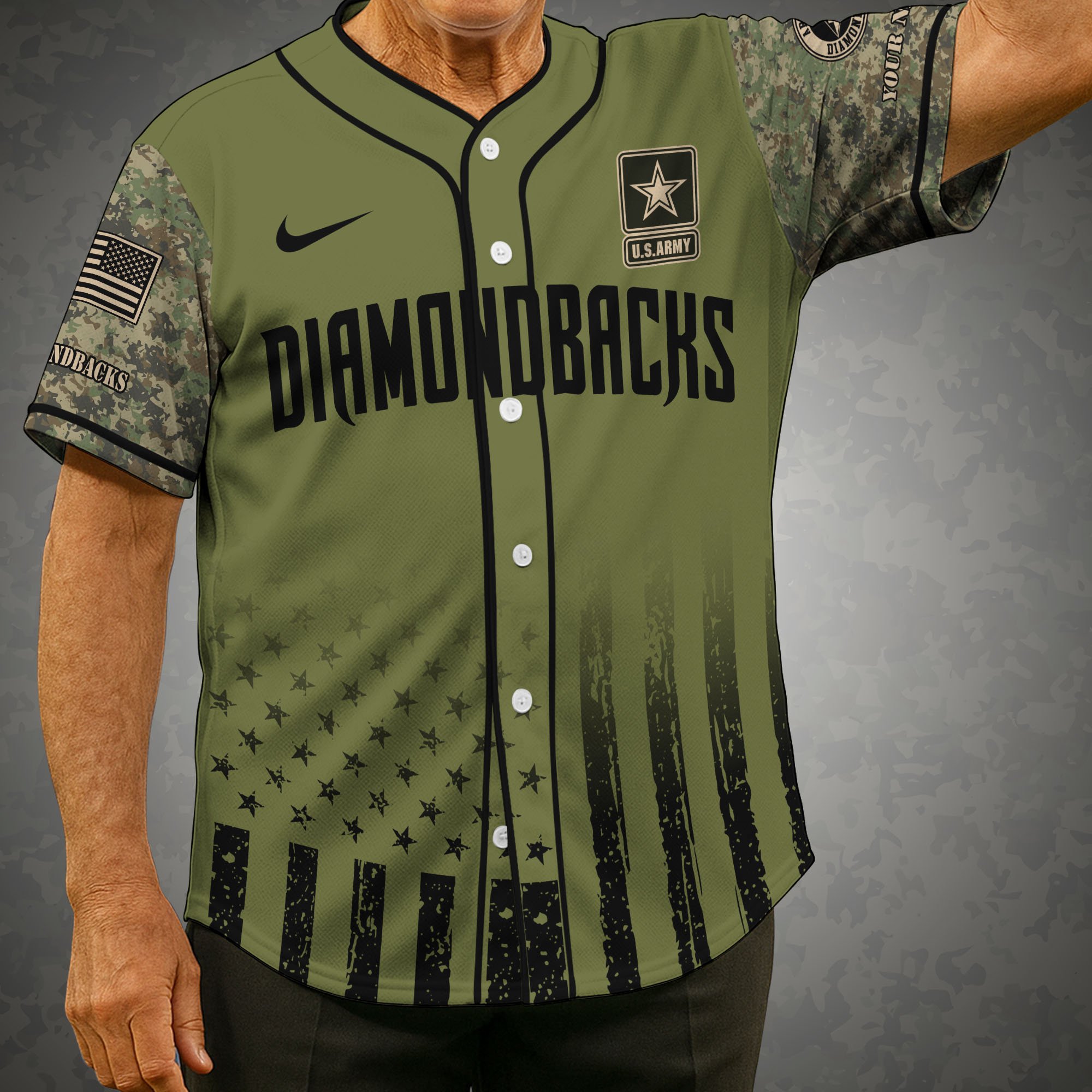 Arizona Diamondbacks Baseball Shirt x US Army Military Appreciation Night Jersey Editions Limited 2025 Custom Name, Sport Shirt For Fans ETRG-05082173