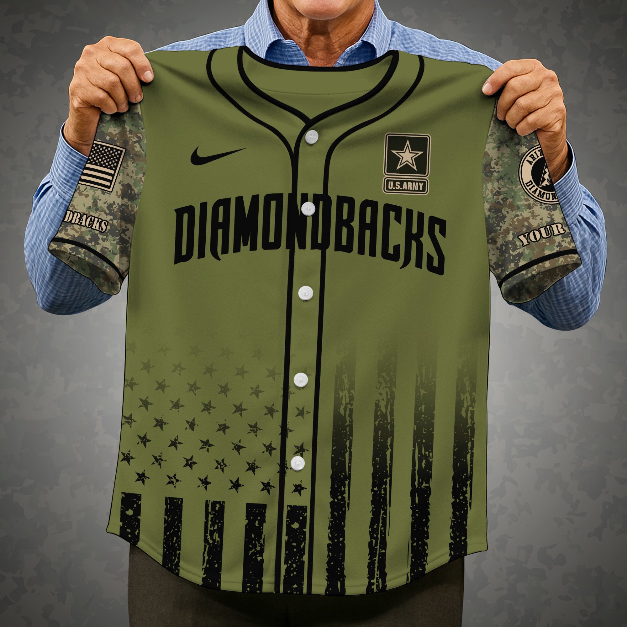 Alternative view of Arizona Diamondbacks Baseball Shirt x US Army Military Appreciation Night Jersey Editions Limited 2025 Custom Name, Sport Shirt For Fans ETRG-05082173